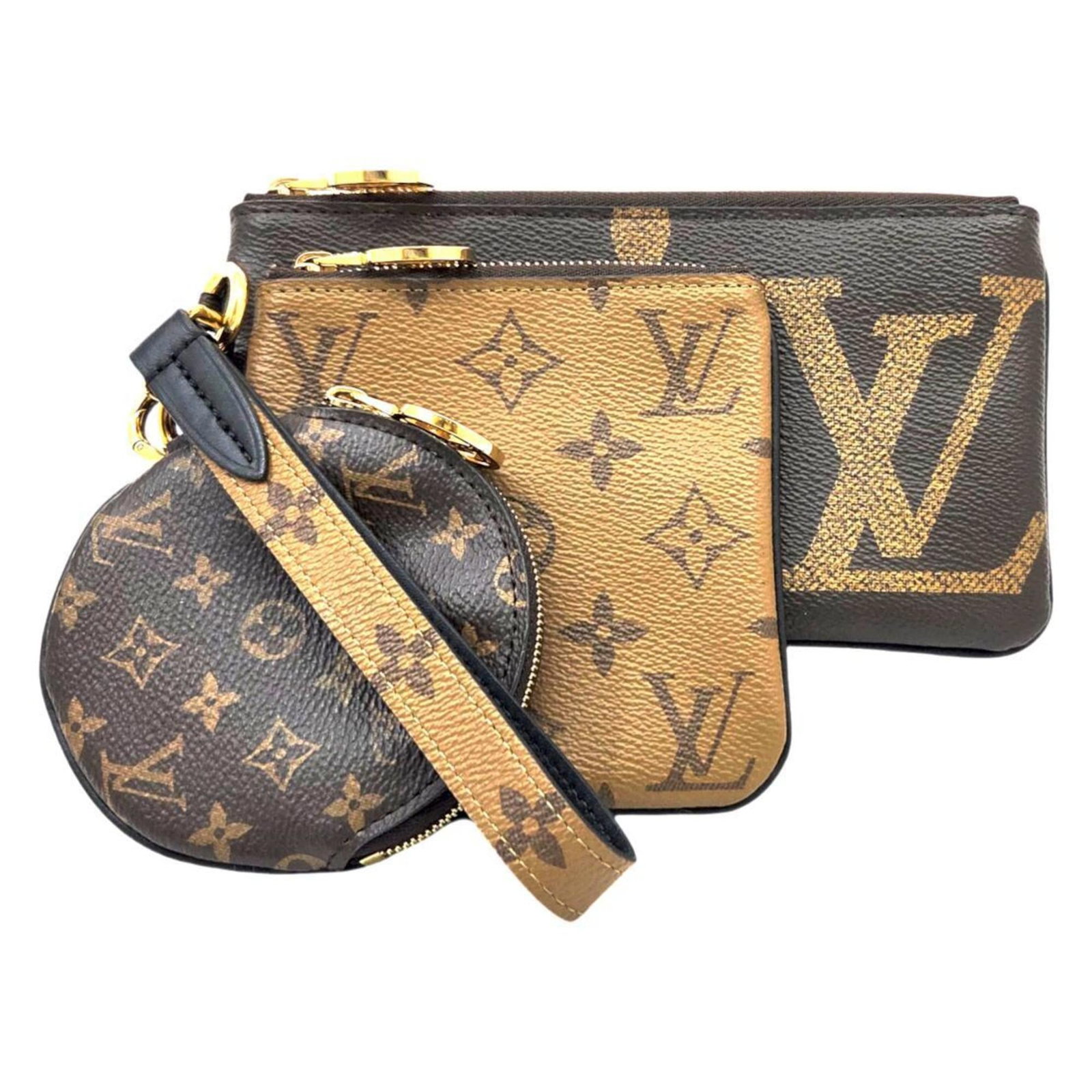 Louis Vuitton Pochette Pouch Monogram: Louis Vuitton Pochette Pouch Monogram The Louis Vuitton Pochette Pouch Monogram is a classic design with a timeless appeal. This brown monogram-patterned pouch features a few traces of usage and some