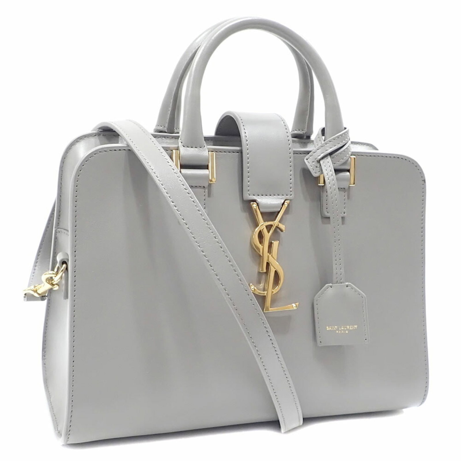 Saint Laurent Handbag Shoulder Bag Leather: Saint Laurent Handbag Shoulder Bag Leather This Saint Laurent handbag shoulder bag features high-quality leather in a versatile gray color. With its classic design and comfortable size, this bag is pe