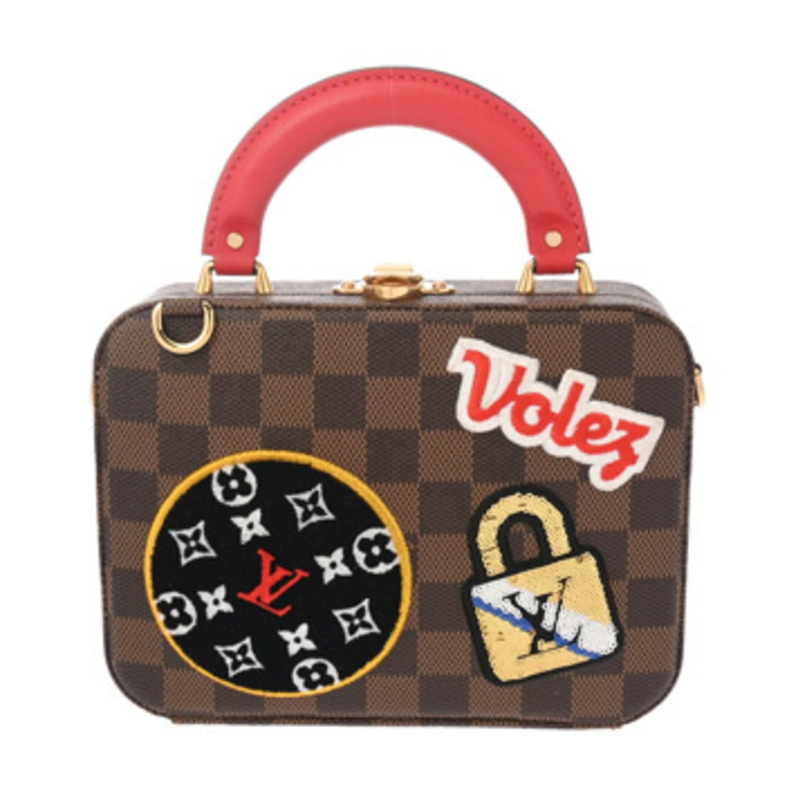 Louis Vuitton Handbag Damier Canvas: Louis Vuitton Handbag Damier Canvas Damier Canvas in brown, with gold hardware, this Louis Vuitton handbag features classic design and timeless style. Measuring 14cm x 19cm x 5.5cm, it's a compact