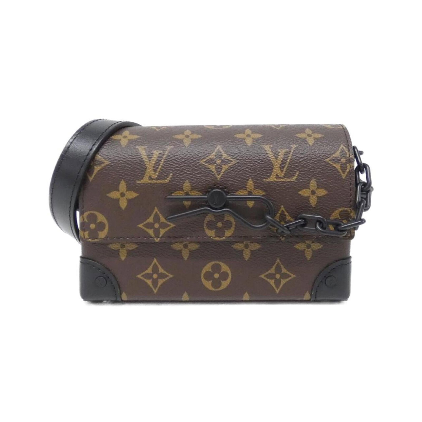Louis Vuitton Shoulder Bag Coated Canvas: Louis Vuitton Shoulder Bag Coated Canvas The Louis Vuitton Shoulder Bag Coated Canvas features a timeless design with a black and marron color combination. This used bag boasts a coated canvas materia