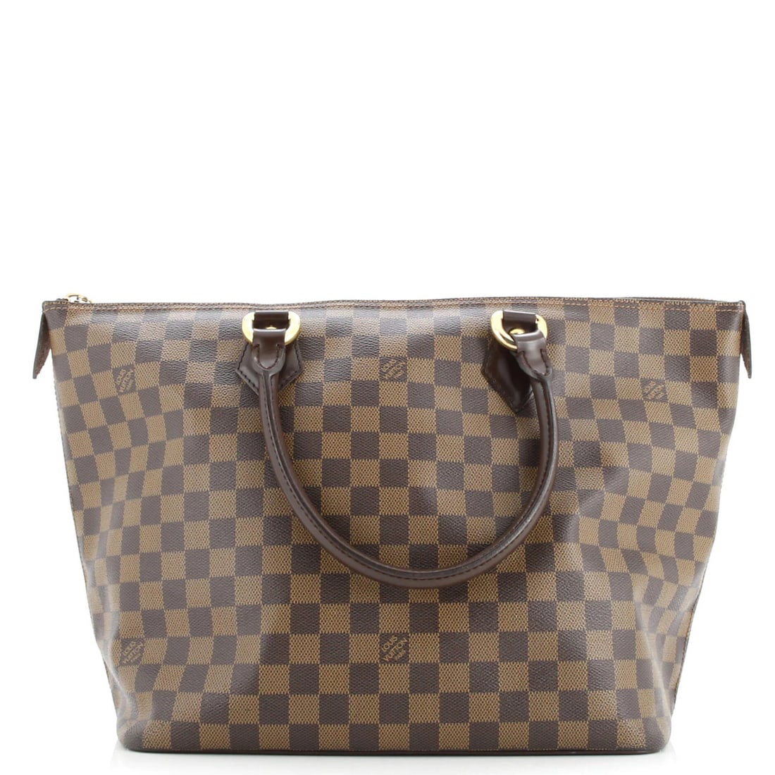 Damier PM Handbag Saleya Louis Vuitton: Damier PM Handbag Saleya Louis Vuitton The Saleya Louis Vuitton Damier PM Handbag features a timeless design with canvas-coated exterior and interior materials. With its classic brown color and gold h