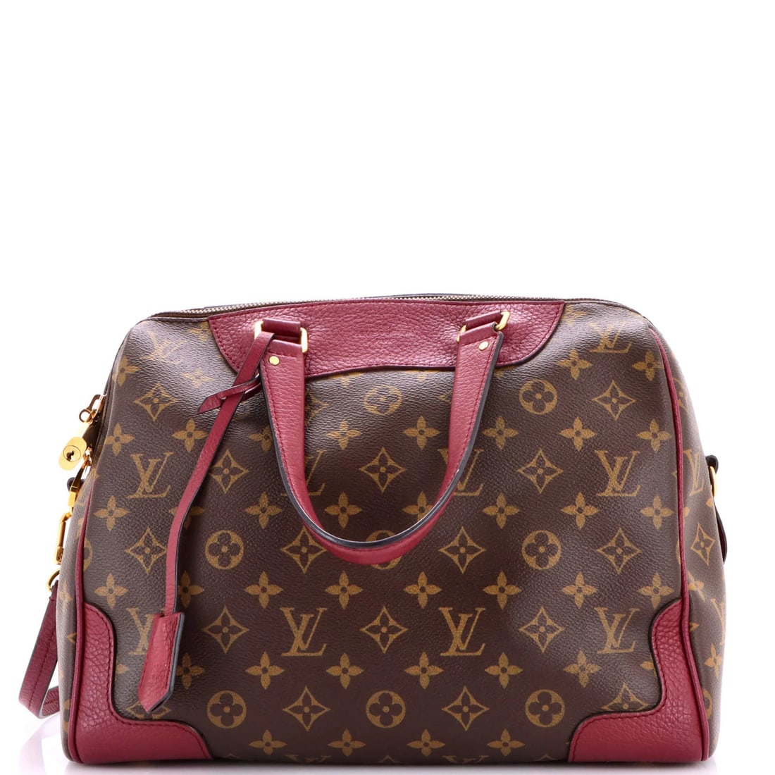 Monogram Canvas and Leather Louis Vuitton Retiro Handbag NM: Monogram Canvas and Leather Louis Vuitton Retiro Handbag NM The Monogram Canvas and Leather Louis Vuitton Retiro Handbag features a unique combination of canvas-coated leather exterior in burgundy,