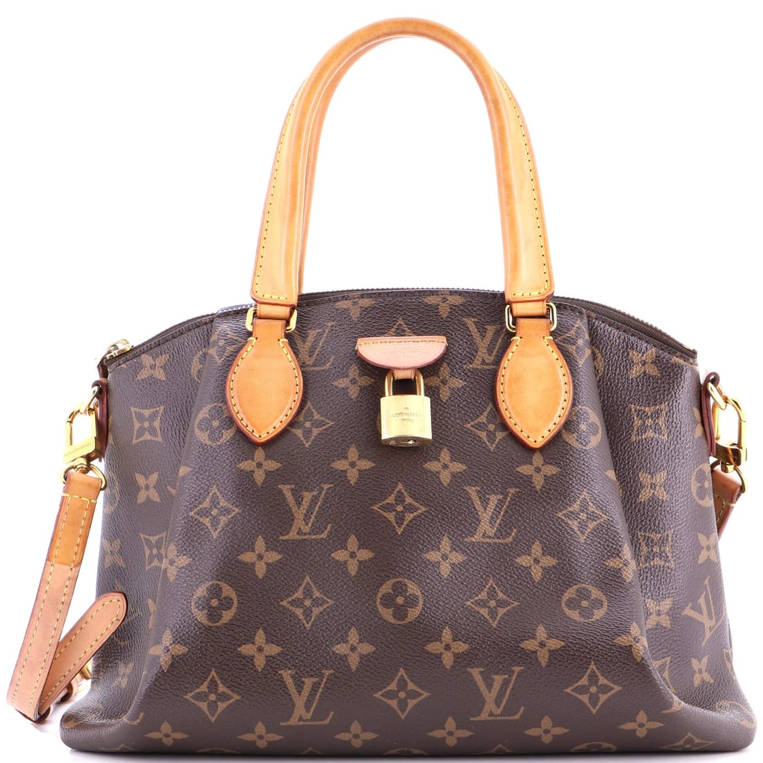 Vuitton Rivoli Louis MM Handbag Monogram Canvas: Vuitton Rivoli Louis MM Handbag Monogram Canvas The Louis Vuitton Rivoli Louis MM Handbag Monogram Canvas features a classic design with a timeless brown exterior and distinctive red interior. With it