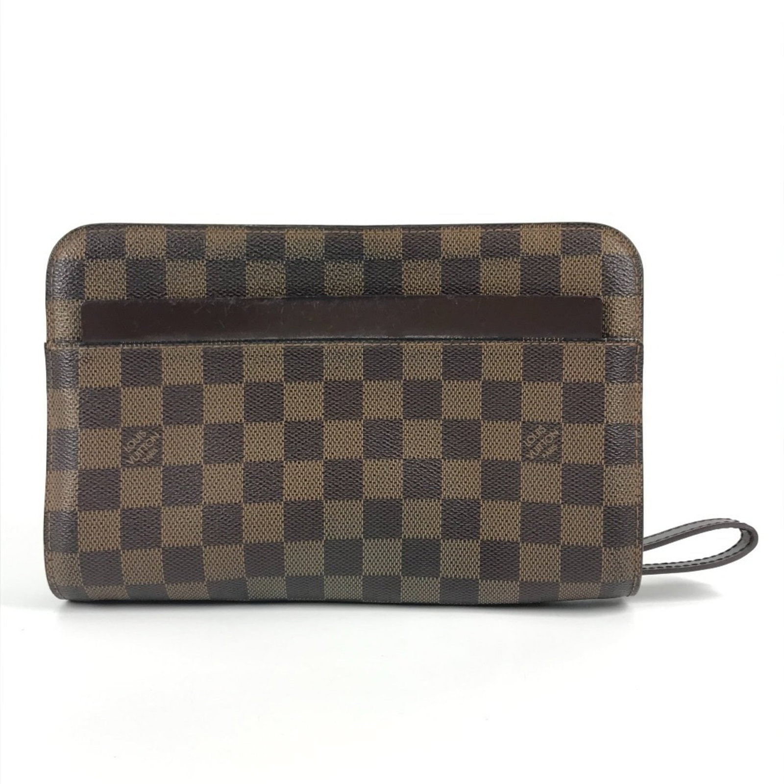 Louis Vuitton Clutch Bag Pouch Damier Canvas: Louis Vuitton Clutch Bag Pouch Damier Canvas Damier canvas adds an iconic touch to this Louis Vuitton clutch bag pouch in brown Ebene. With its classic 15.5cm x 24cm x 4cm dimensions, it's the
