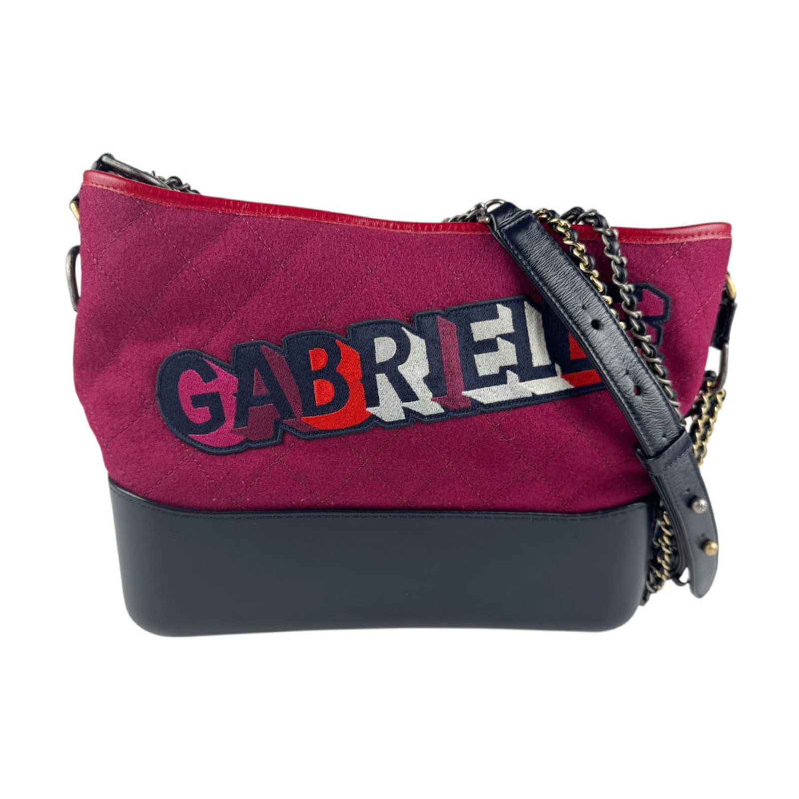 Chanel Shoulder Bag Wool Leather: Chanel Shoulder Bag Wool Leather Chanel Shoulder Bag Wool Leather - A stylish and versatile accessory in excellent used condition. This Bordeaux or Navy-colored bag features a unique combination of wo