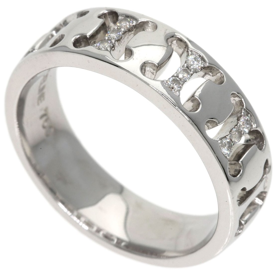 K18 White Gold Diamond Celine Logo Ring (1 of 11)