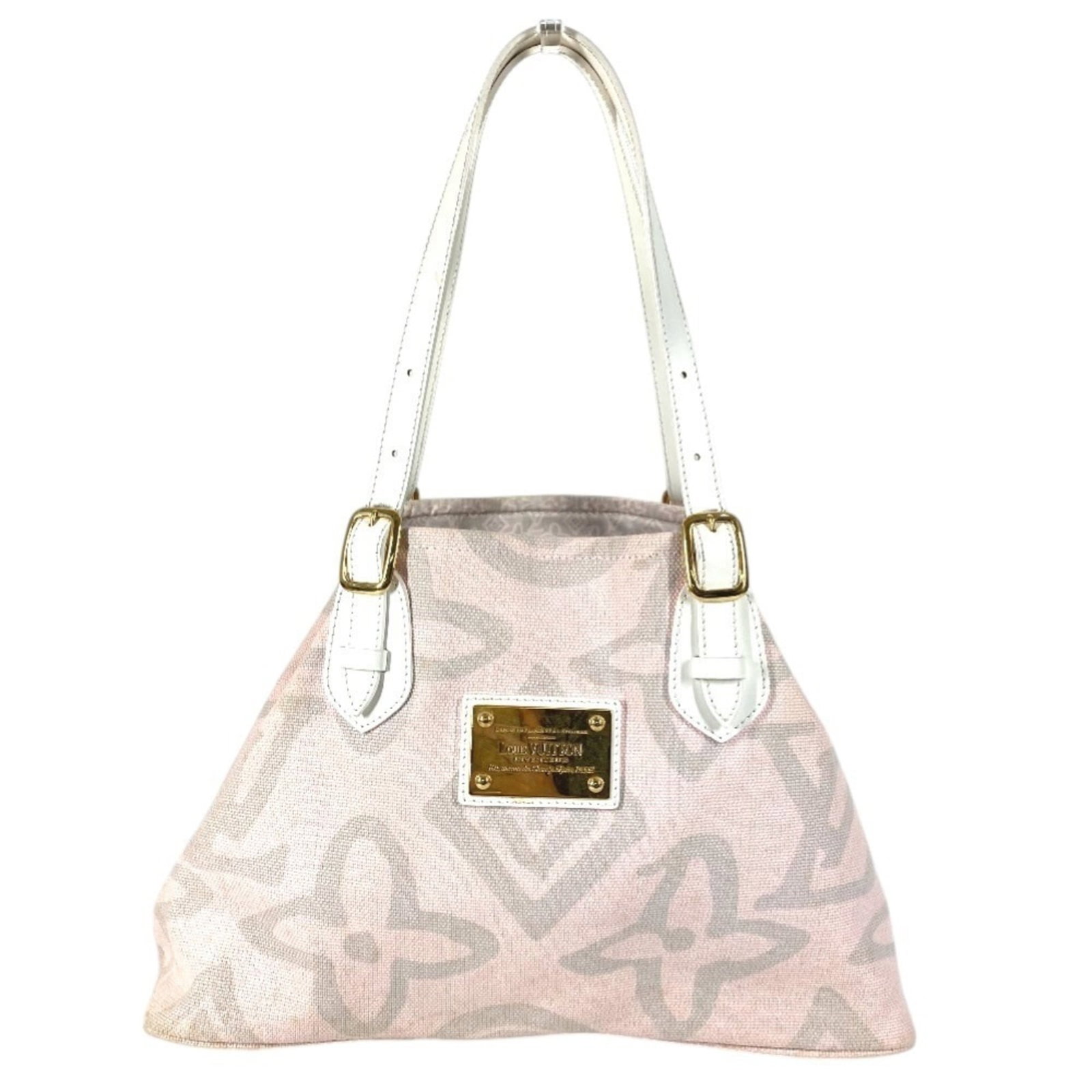 Louis Vuitton Shoulder Bag Tote Bag Cotton: Louis Vuitton Shoulder Bag Tote Bag Cotton The Louis Vuitton cotton shoulder bag tote bag features a classic Galle, Pink, and White color combination. With its durable cotton material and timeless