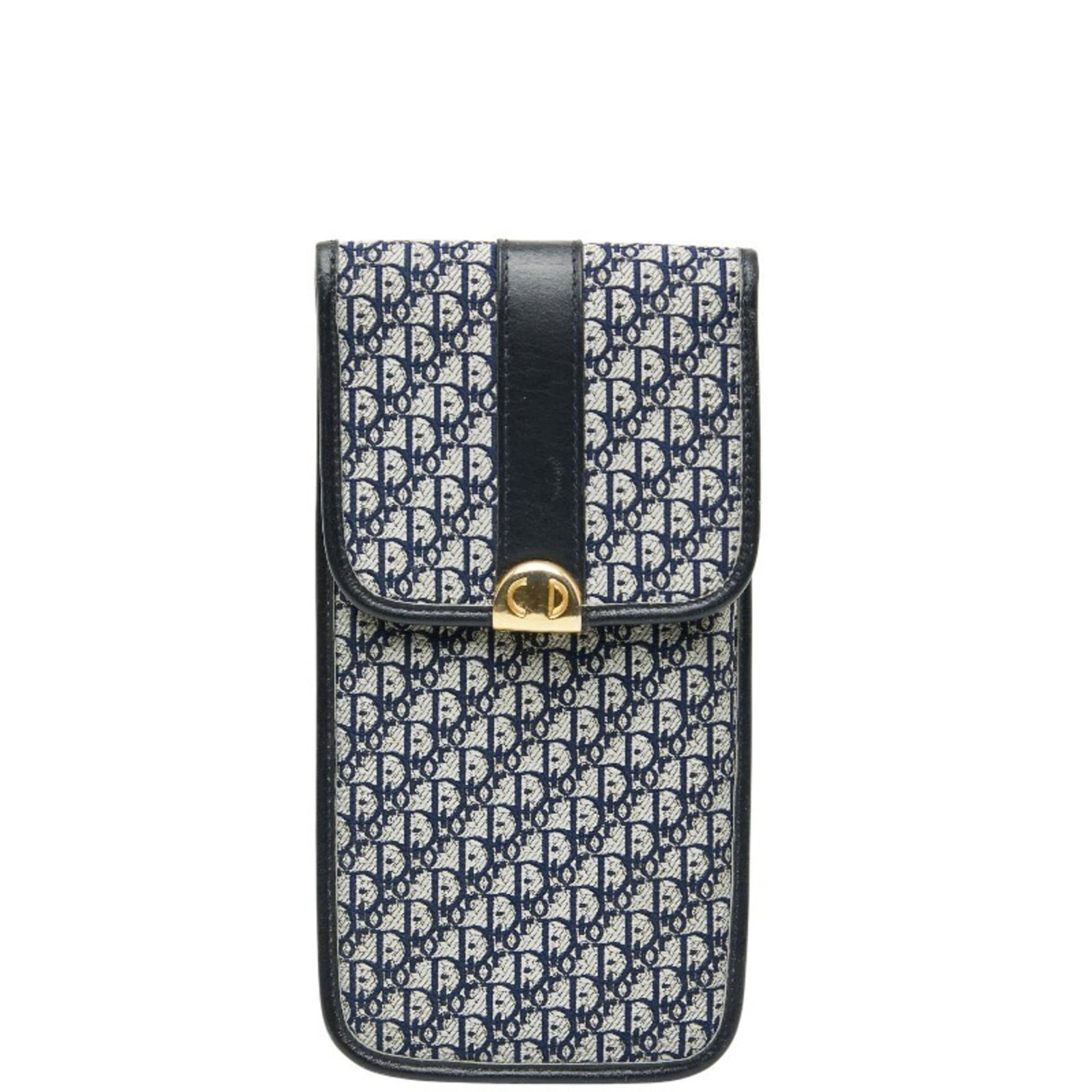 Christian Dior Eyeglass Pouch Canvas Trotter Leather: Christian Dior Eyeglass Pouch Canvas Trotter Leather Navy canvas and Trotter leather come together in this authentic Christian Dior Eyeglass Pouch. With its classic design and sturdy construction, thi