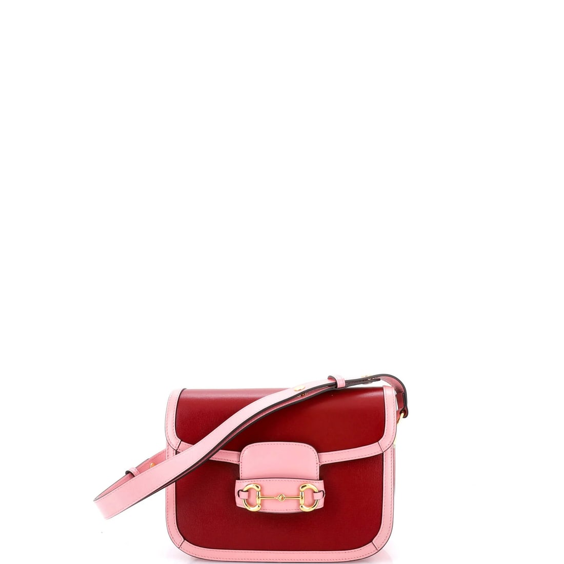 Small Leather Gucci 1955 Shoulder Bag Horsebit: Small Leather Gucci 1955 Shoulder Bag Horsebit Small Leather Gucci 1955 Shoulder Bag Horsebit. This iconic pink leather shoulder bag features the classic Horsebit detail and measures 7.5" tall with a