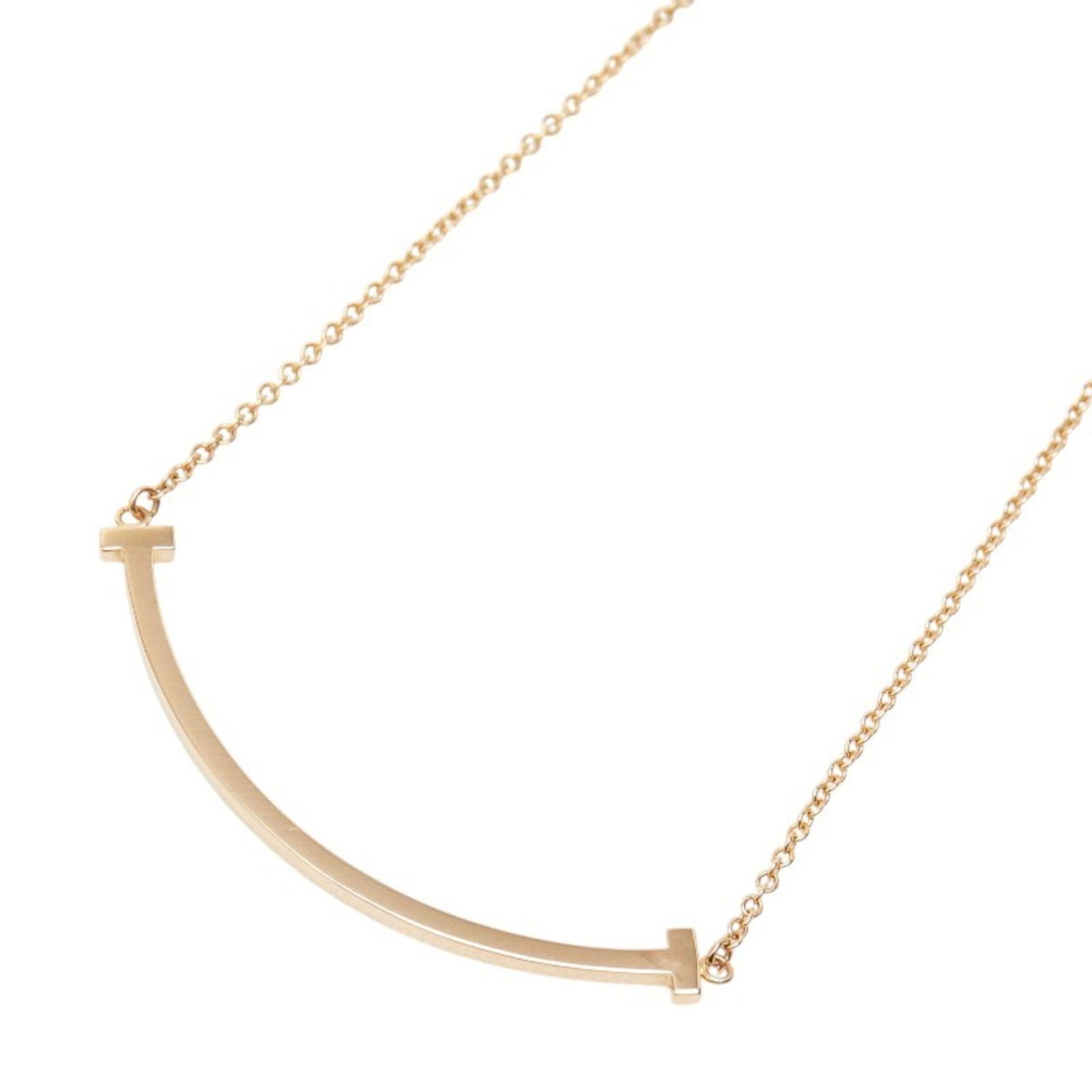 Tiffany & Co. T Smile Pendant Small Necklace Pink Gold 18Kpg Au750 Women'S Tiffany&Co.: Tiffany & Co. T Smile Pendant Small Necklace Pink Gold 18Kpg Au750 Women'S Tiffany&Co. Tiffany & Co.'s iconic T Smile Pendant shines in pink gold, its subtle beauty and elegant design making it a