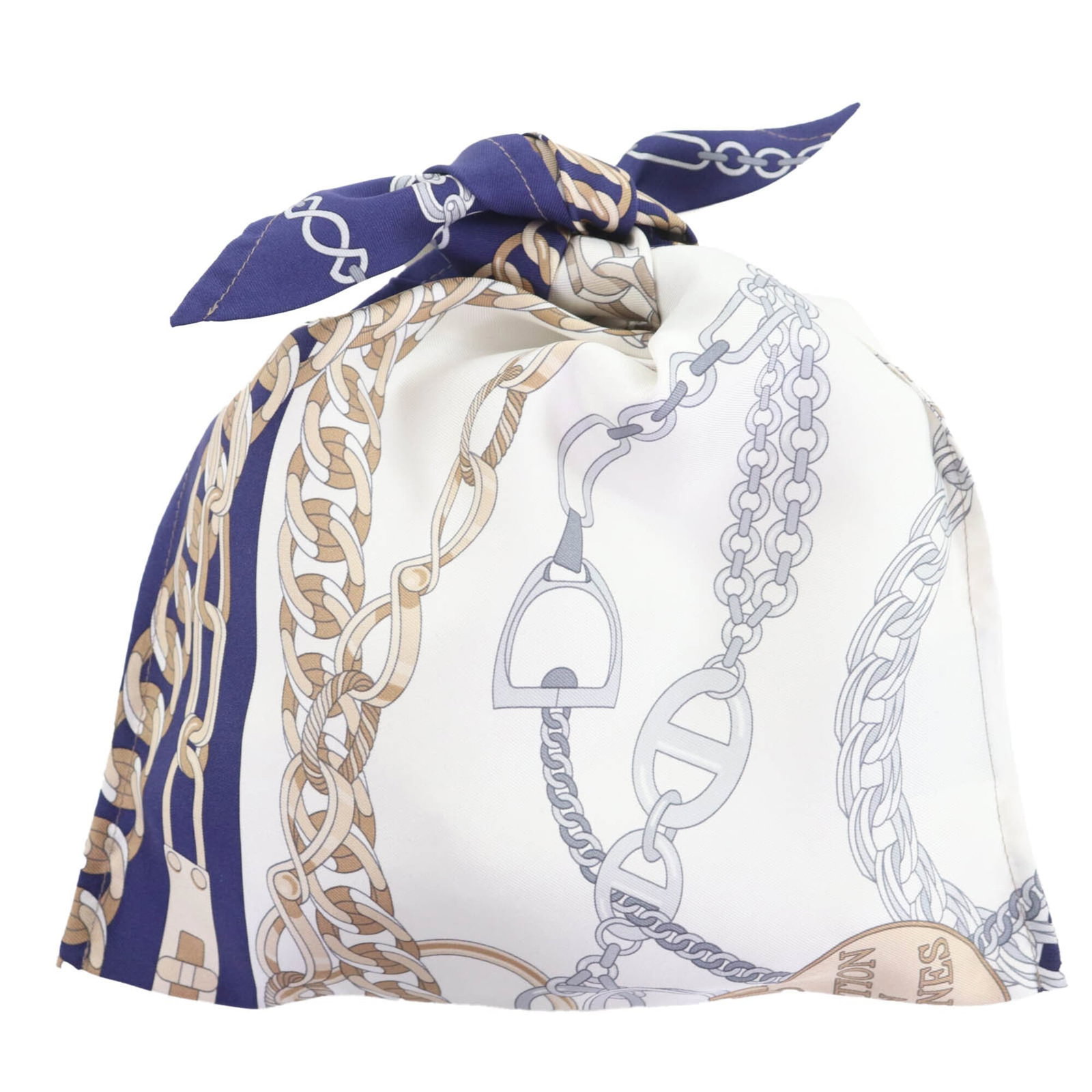 Hermes Handbag Silk 100%: Hermes Handbag Silk 100% Silk 100% and navy blue make for a stunning combination in this Hermes handbag. With its open closure and compact size, this bag is perfect for everyday use. In mint