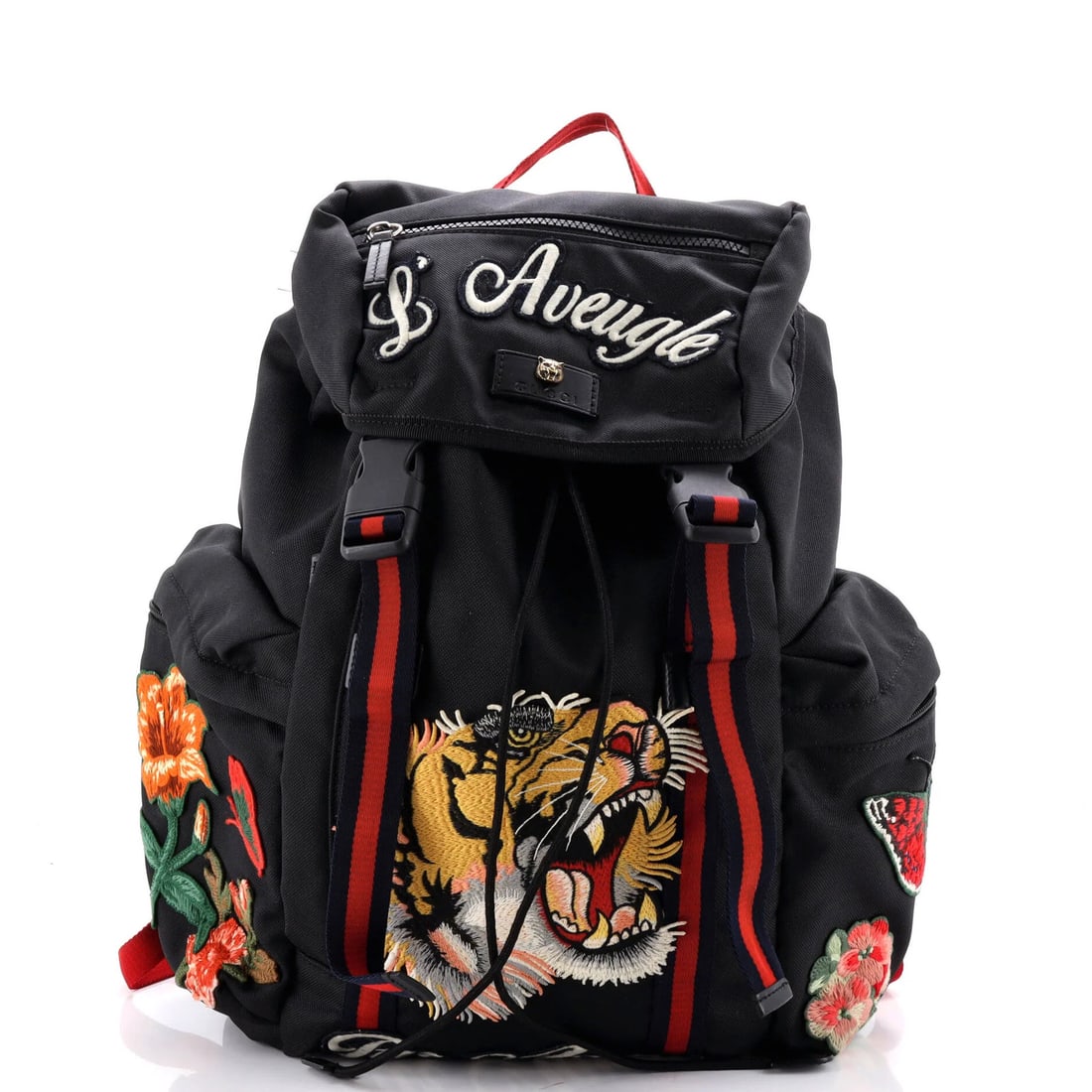 Strict rules use only gucci techpack backpack embroidered techno canvas: Strict rules use only gucci techpack backpack embroidered techno canvas The Gucci Techpack Backpack Embroidered Techno Canvas is a sleek and stylish black backpack with a unique embroidered techno