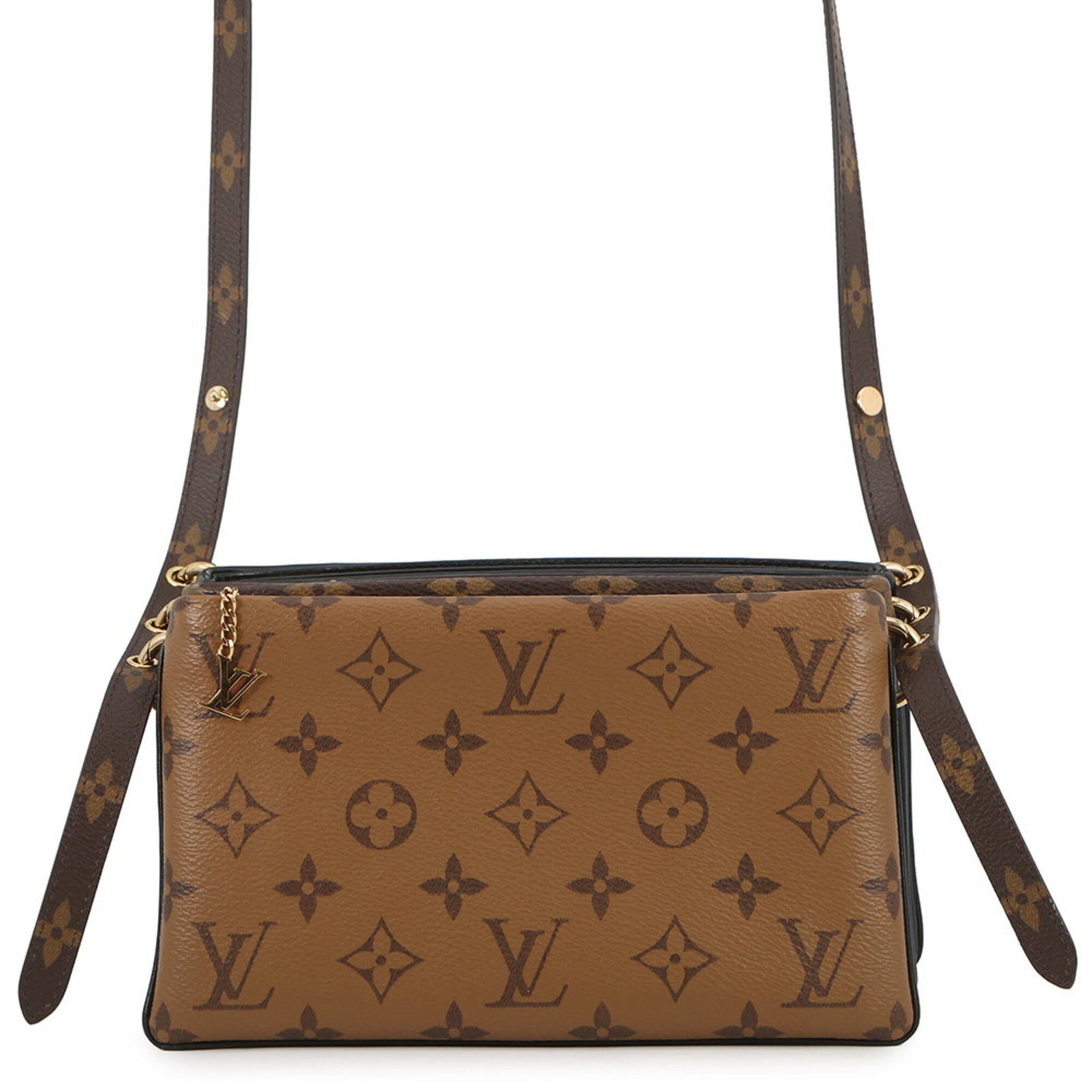 Louis Vuitton Handbag Pochette Shoulder Bag Monogram Reverse: Louis Vuitton Handbag Pochette Shoulder Bag Monogram Reverse The Louis Vuitton Monogram Reverse Pochette Shoulder Bag boasts its iconic design with a sleek black and brown color combination. With a co