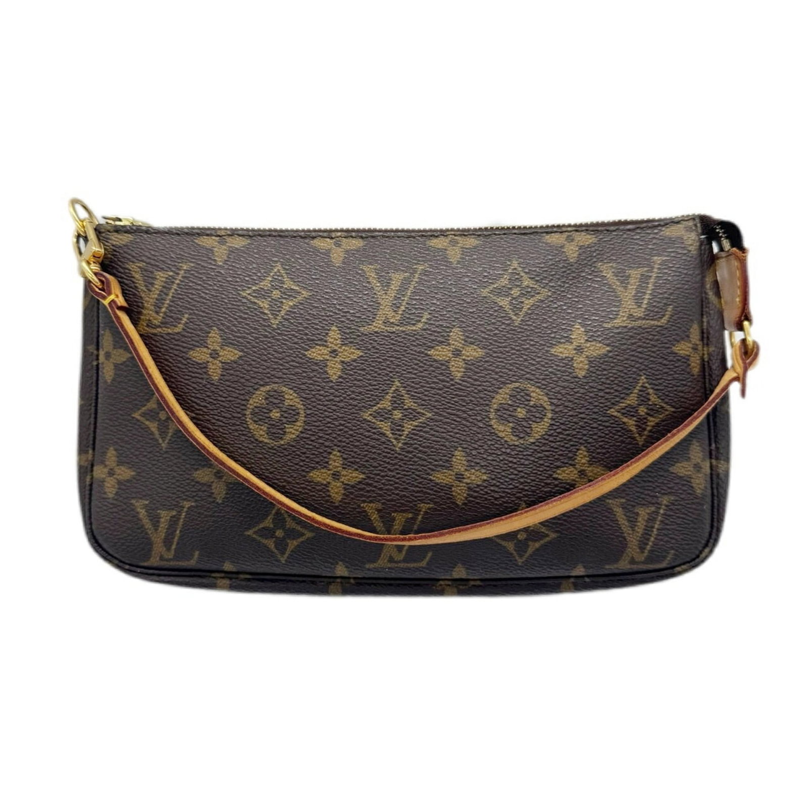 Louis Vuitton Pochette Pouch Monogram: Louis Vuitton Pochette Pouch Monogram The Louis Vuitton Pochette Pouch Monogram is a classic, timeless design featuring the iconic monogram pattern in rich brown. With its sturdy 35cm strap and