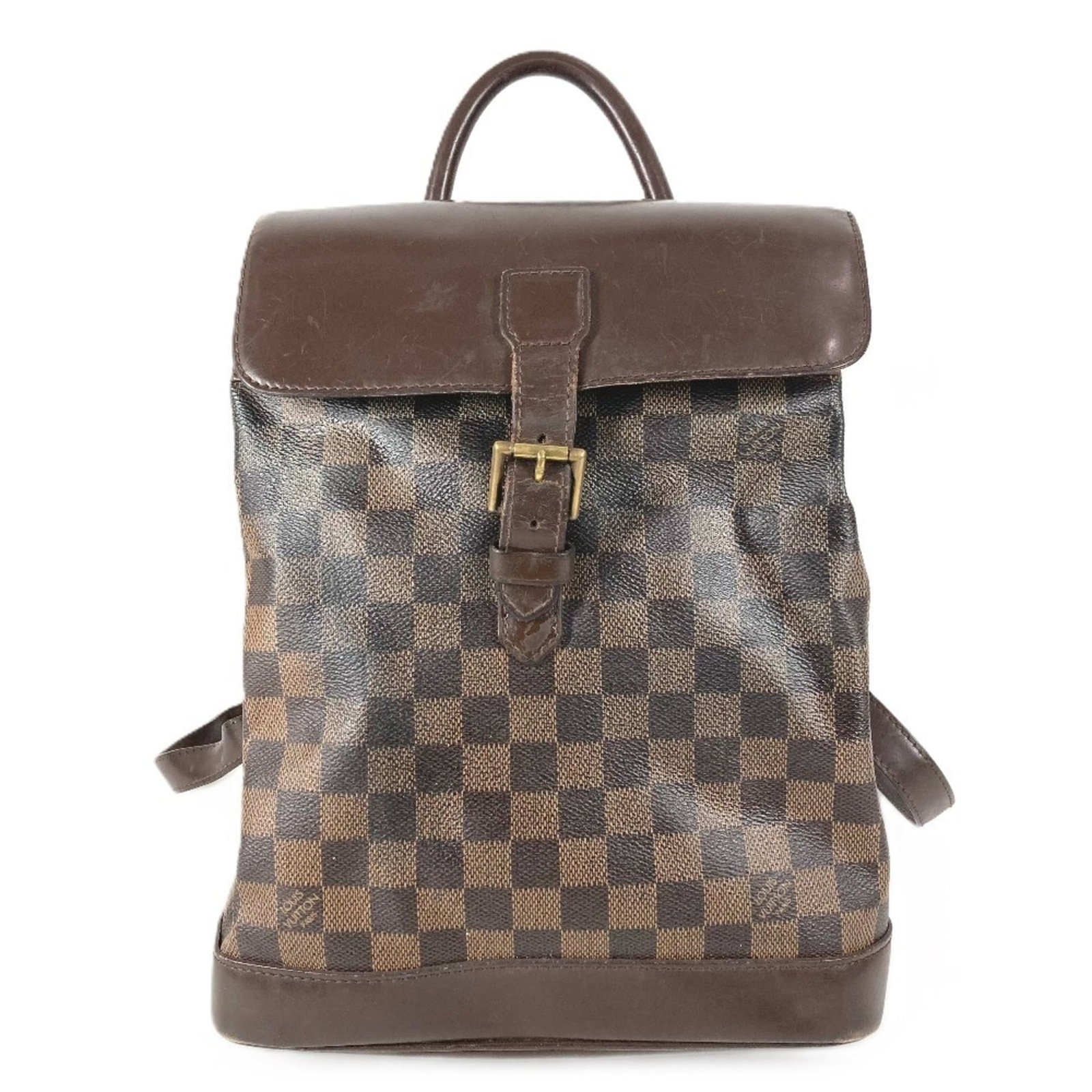 Louis Vuitton Backpack Damier Canvas: Louis Vuitton Backpack Damier Canvas Brown Ebene Damier Canvas Louis Vuitton Backpack with Traces of Usage. This pre-owned backpack features the iconic Damier canvas design and measures 29cm x 24.5cm