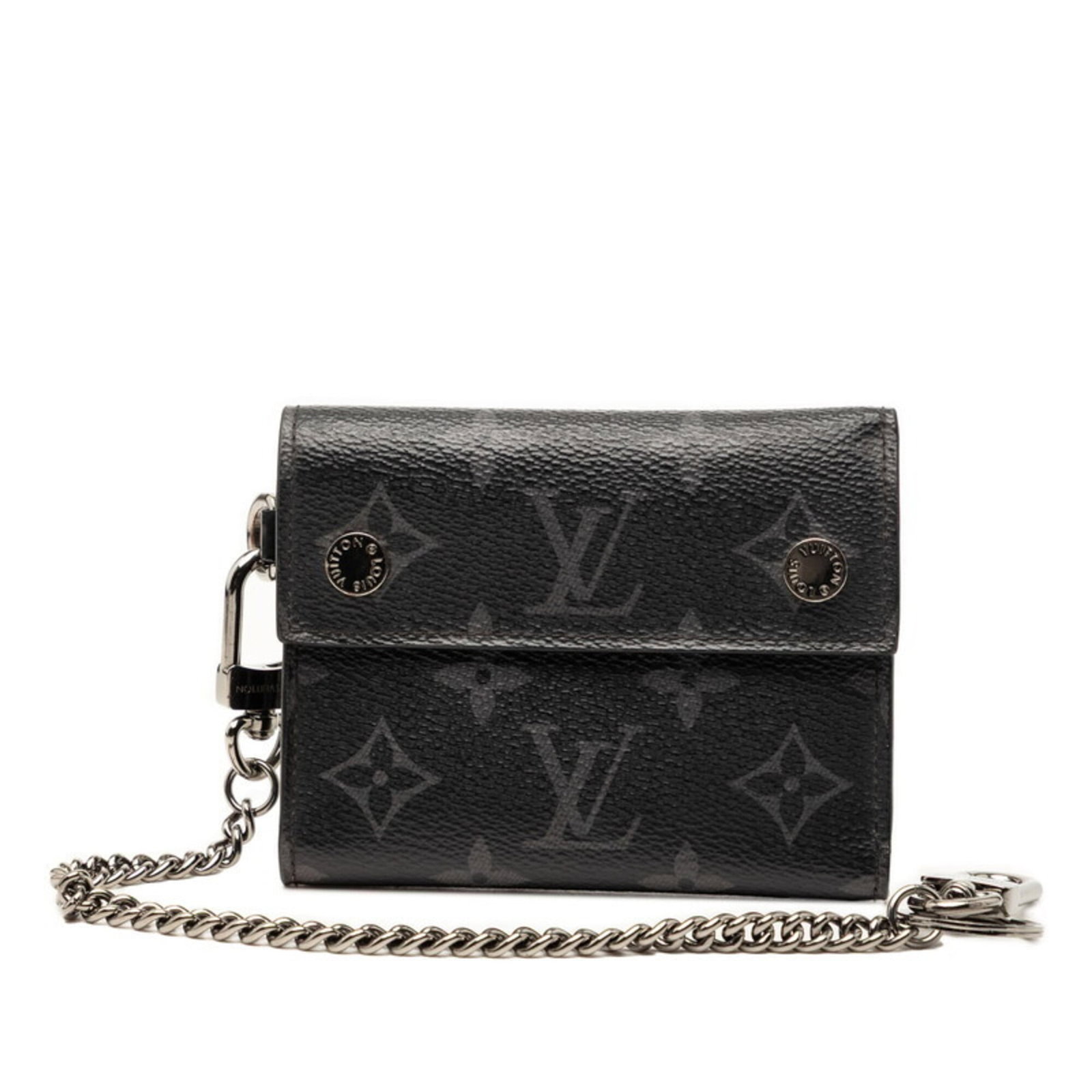 Louis Vuitton Wallet (Tri-Fold) Pvc: Louis Vuitton Wallet (Tri-Fold) Pvc The Louis Vuitton Tri-Fold Wallet in Pvc features a sleek and durable design, with a black finish that adds to its timeless appeal. With a size of 9.5cm x 12cm x