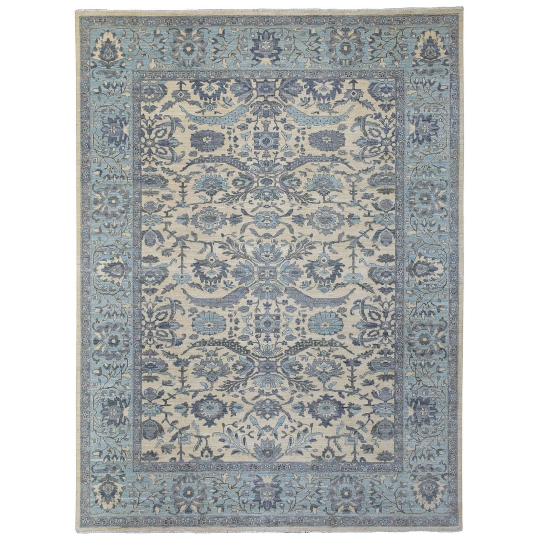 Ivory Afghan Peshawar Organic Wool Hand Knotted Oriental Rug: Ivory Afghan Peshawar Organic Wool Hand Knotted Oriental Rug Authentic Afghan Peshawar Organic Wool Hand Knotted Oriental Rug for sale. This exquisite ivory-colored rug boasts a traditional oriental d