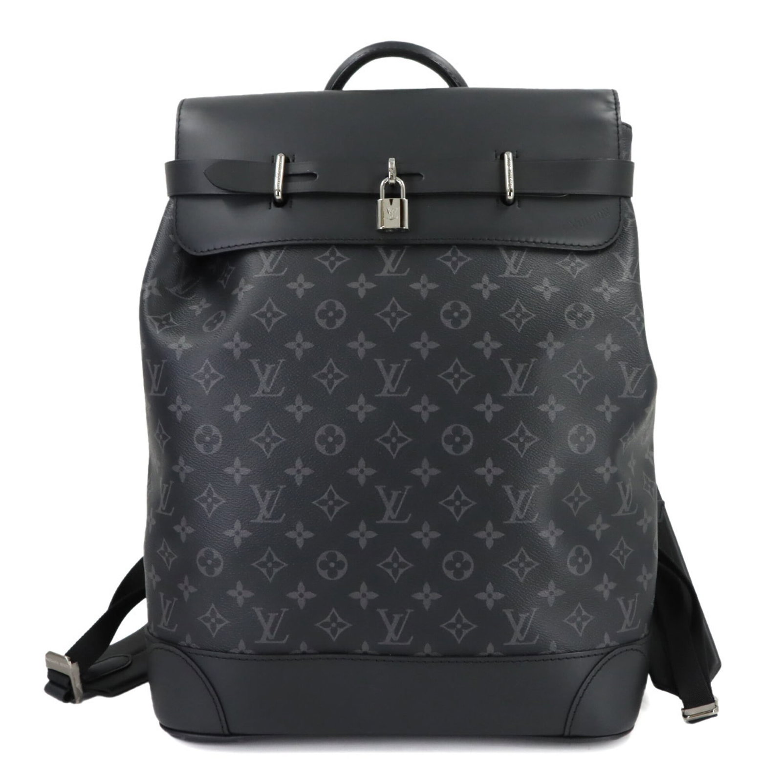 Louis Vuitton Backpack Monogram Eclipse: Louis Vuitton Backpack Monogram Eclipse Monogram Eclipse backpack from Louis Vuitton features a sleek design with an open pocket and three outer pockets, including a zipper pocket. The bag's durable M