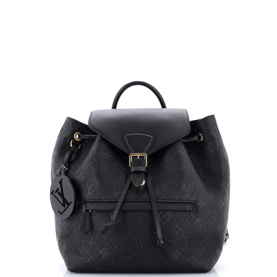 Vuitton Louis Monogram Empreinte Leather Backpack Montsouris PM NM: Vuitton Louis Monogram Empreinte Leather Backpack Montsouris PM NM Black Louis Vuitton Montsouris PM NM Empreinte Leather Backpack with gold hardware and microfiber interior. This great condition