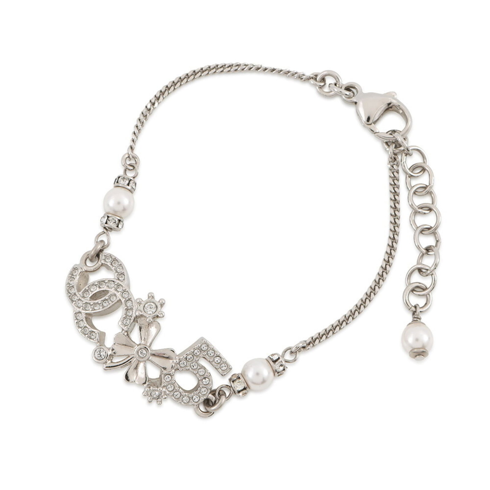 Chanel Charm Bracelet Metal: Chanel Charm Bracelet Metal Chanel Charm Bracelet Metal features a metal construction with rhinestone stones and falls within the women's category. The length of this charm bracelet ranges from 16cm t