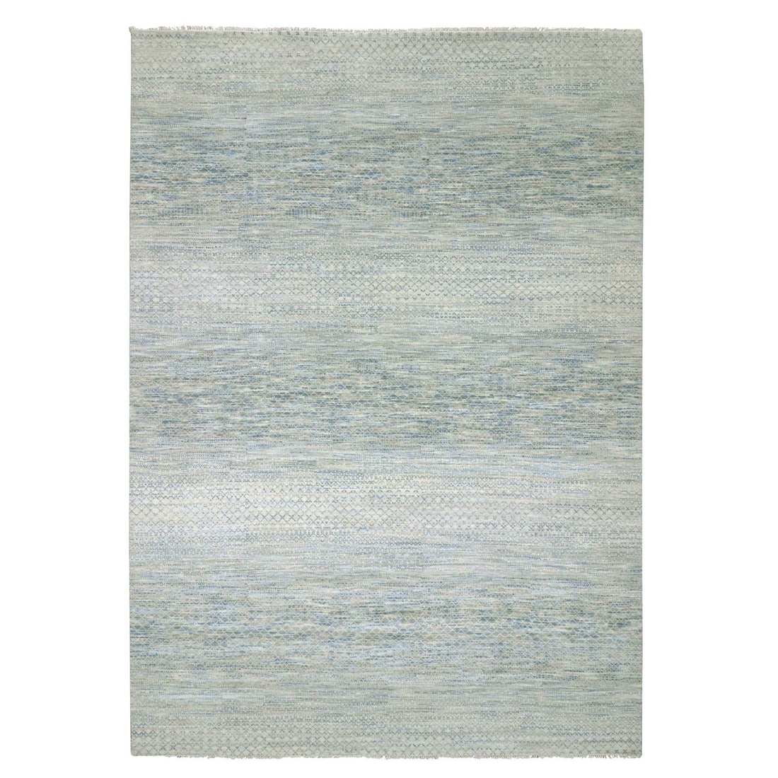 Hand knotted wool rug in 10 x 14 inches gray chiaroscuro collection: Hand knotted wool rug in 10 x 14 inches gray chiaroscuro collection The gray chiaroscuro collection hand-knotted wool rug boasts a striking rectangular field with intricate design. Made from high-qual