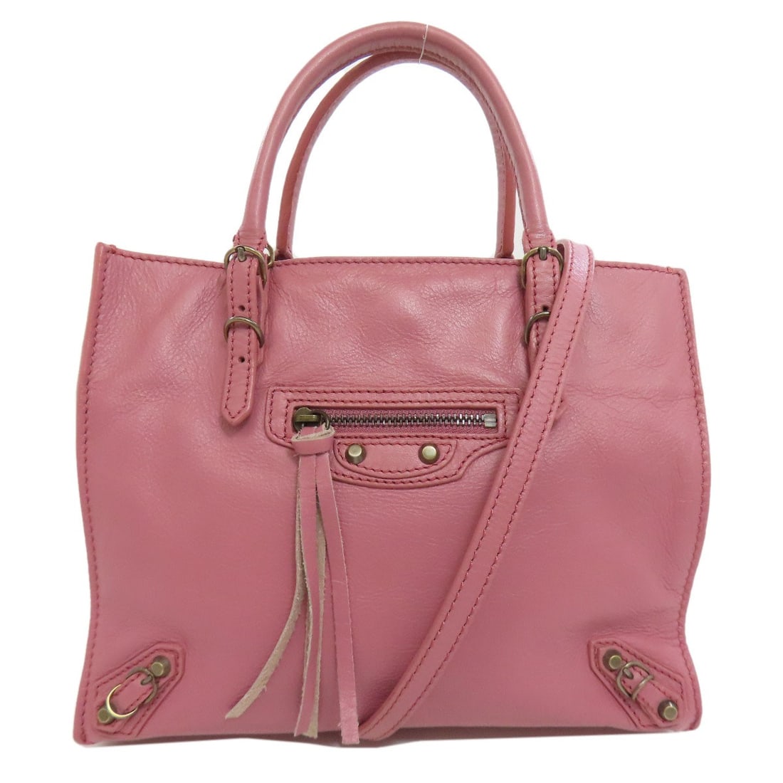 Calf Bag Handbag 2Way Paper Mini Balenciaga 305572: Calf Bag Handbag 2Way Paper Mini Balenciaga 305572 Pink calf handbag with a unique 2-way paper design. This Balenciaga mini bag features an eye-catching exterior material and style that sets it apart 