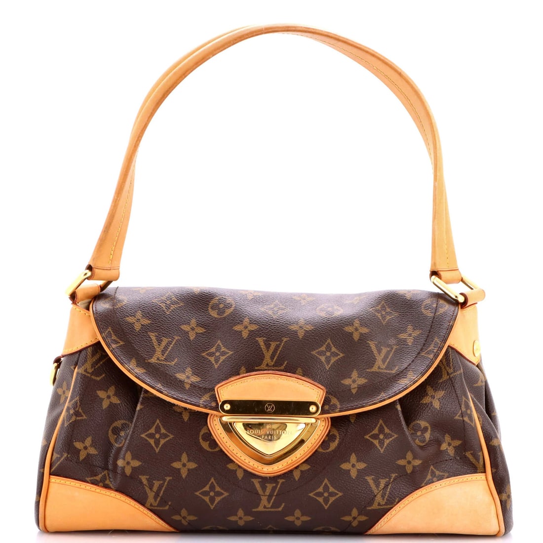 Beverly Louis Vuitton Monogram MM Handbag Canvas: Beverly Louis Vuitton Monogram MM Handbag Canvas The Beverly Louis Vuitton Monogram MM Handbag Canvas features a classic design with a timeless brown canvas exterior and gold hardware. Measuring 7"