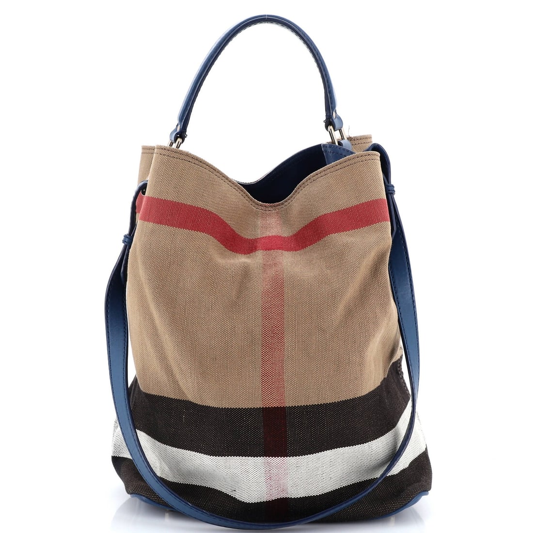 Canvas Medium Ashby Burberry House Bag Check: Canvas Medium Ashby Burberry House Bag Check Canvas Medium Ashby Burberry House Bag Check. This classic bucket bag features a timeless design with a blue canvas exterior and brown interior, complement