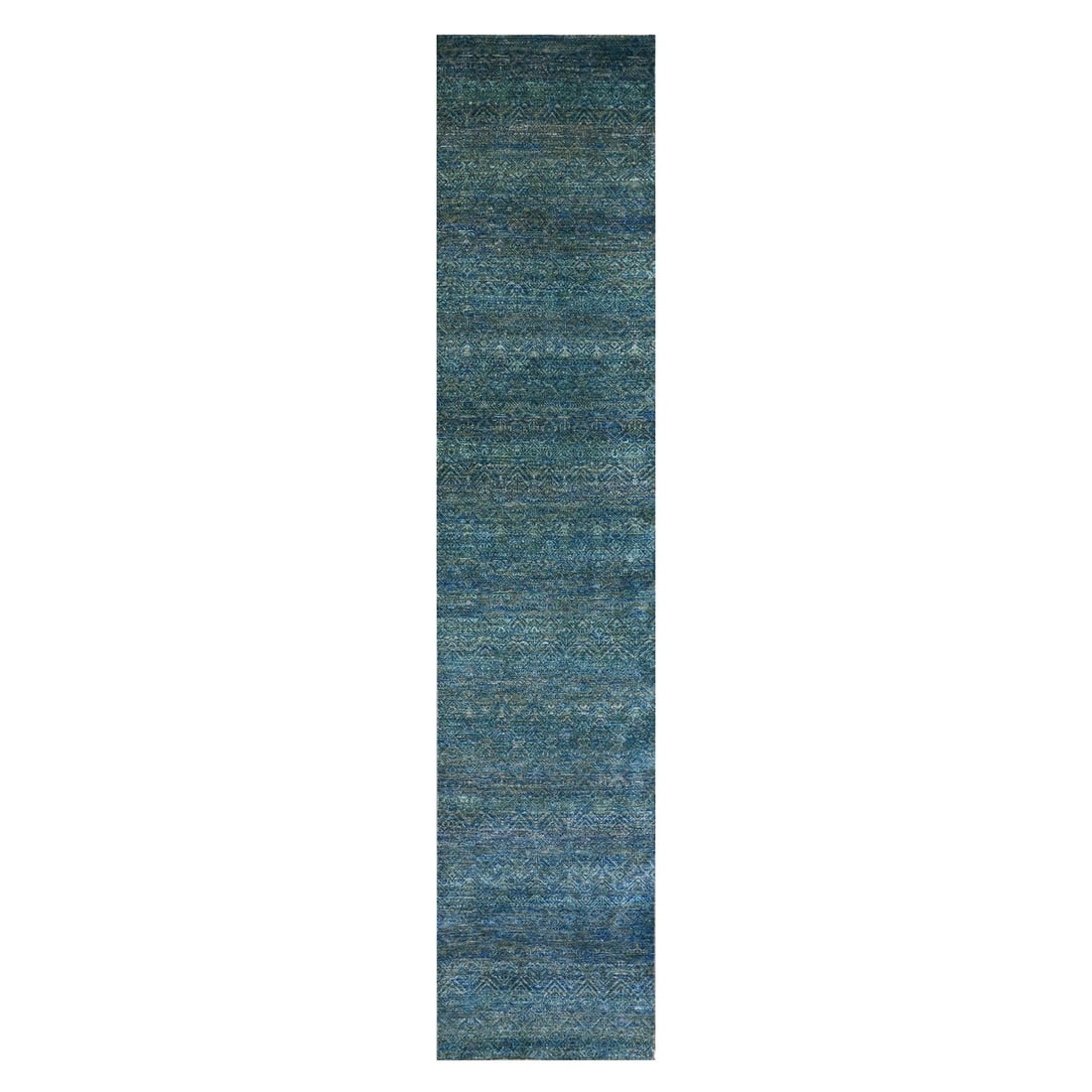 Green Hand Knots Kohinoor Herrita Oriental Runner Rug: Green Hand Knots Kohinoor Herrita Oriental Runner Rug The Green Hand Knots Kohinoor Herrita Oriental Runner Rug boasts an authentic hand-knotted design with a rich green field and subtle ivory accents