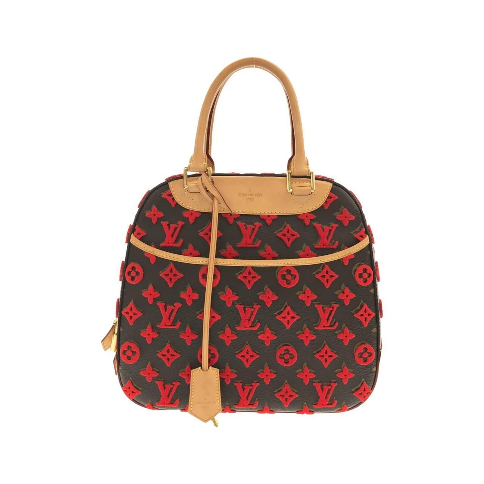 Louis Vuitton Handbag Coated Canvas: Louis Vuitton Handbag Coated Canvas The Louis Vuitton Handbag Coated Canvas features a classic design with a subtle touch of elegance. With its gold hardware and timeless maroon and rouge color
