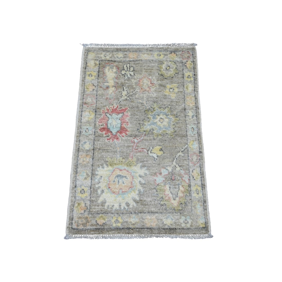 Afghan Brown Wool Rug 2'x3' Hand Knotted: Afghan Brown Wool Rug 2'x3' Hand Knotted Hand-knotted in traditional Afghan wool, this 2'x3' Oushak-style rug boasts a rich brown color and intricate regional design. Made from high-quality wool, its 