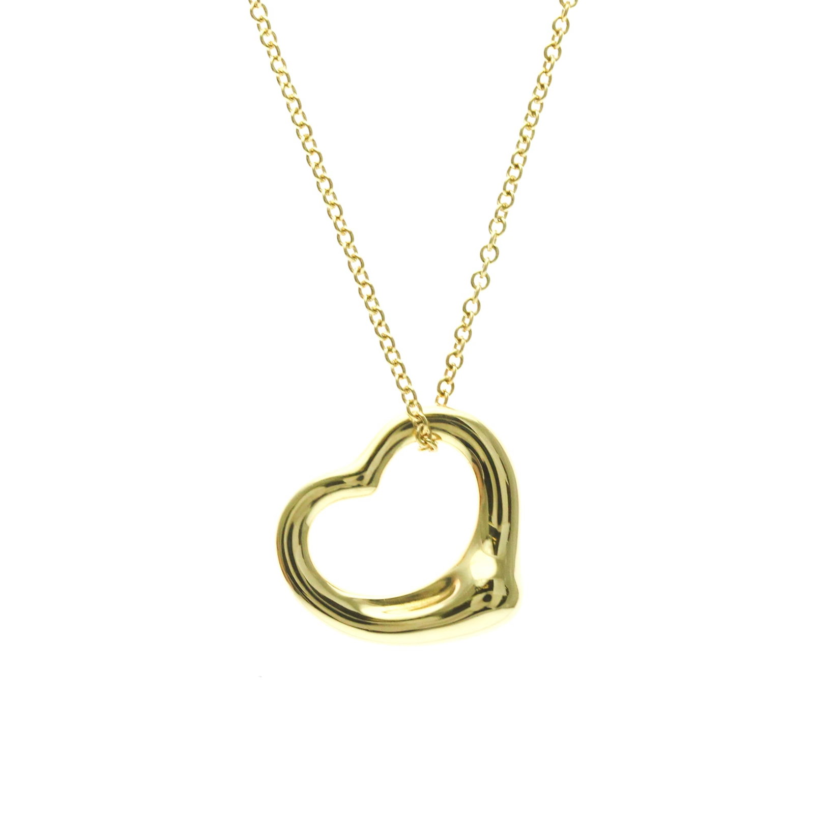 Tiffany Open Heart Yellow Gold (18K) No Stone Menwomen Fashion Pendant Necklace (Gold): Tiffany Open Heart Yellow Gold (18K) No Stone Menwomen Fashion Pendant Necklace (Gold) Yellow Gold (18K) Pendant Necklace with Classic Open Heart Design. This fashion pendant necklace features an open