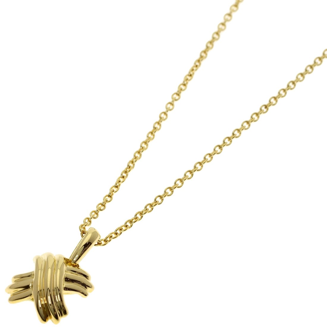 Tiffany Co Signature Necklace K18 Gold: Tiffany Co Signature Necklace K18 Gold K18 Gold Tiffany Co Signature Necklace boasts its striking gold metal exterior and impressive length of 16.1 inches, making it a notable piece for those who appr