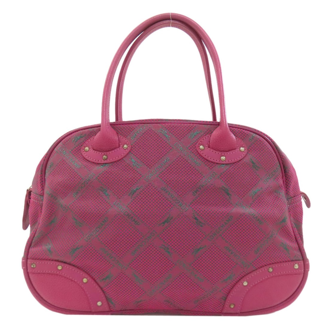 Nylon Check Handbag Horse Longchamp: Nylon Check Handbag Horse Longchamp Nylon Check Handbag Horse Longchamp features a pink exterior made from high-quality nylon. This Longchamp handbag boasts a distinctive check pattern design, making