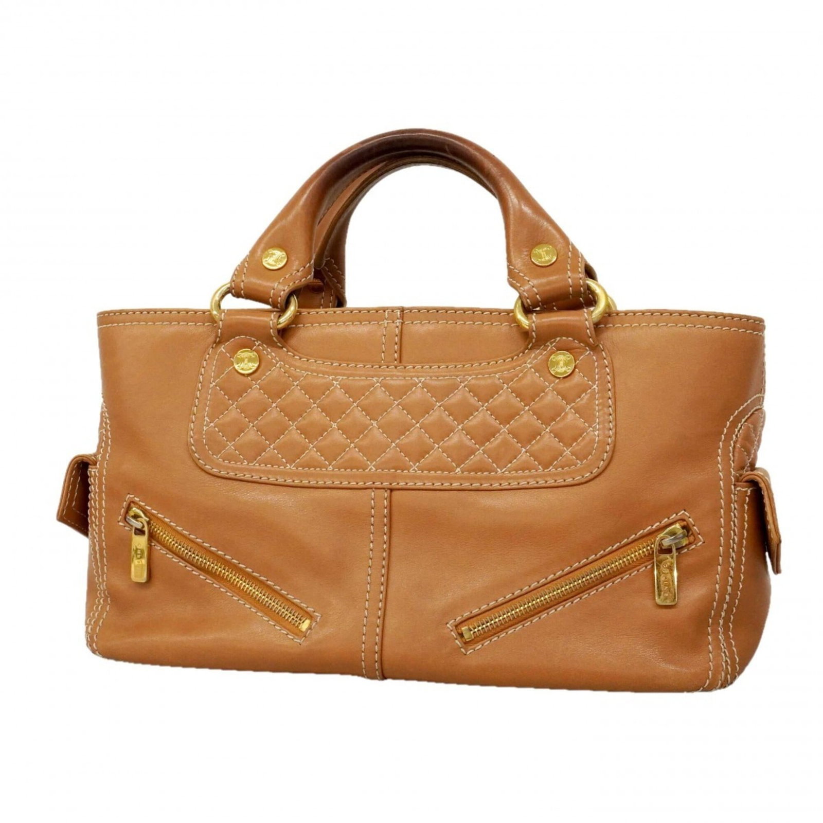 Celine Handbag Leather: Celine Handbag Leather The Celine Handbag Leather is a stylish and timeless accessory with a rich brown leather exterior and gold hardware accents. Measuring 20cm x 32cm x 13cm, this handbag has a cla