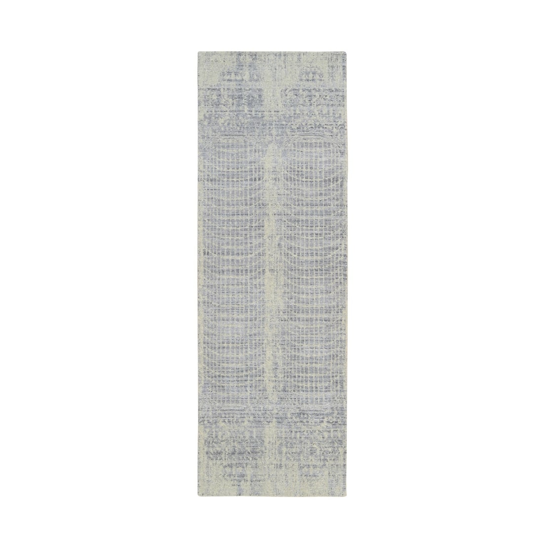Hand Loomed Wool Silk Runner Rug Two Point Eight By Eight Gray: Hand Loomed Wool Silk Runner Rug Two Point Eight By Eight Gray The Hand Loomed Wool Silk Runner Rug boasts a stunning Oriental design in a rich grey color. Made from high-quality wool and silk, this u