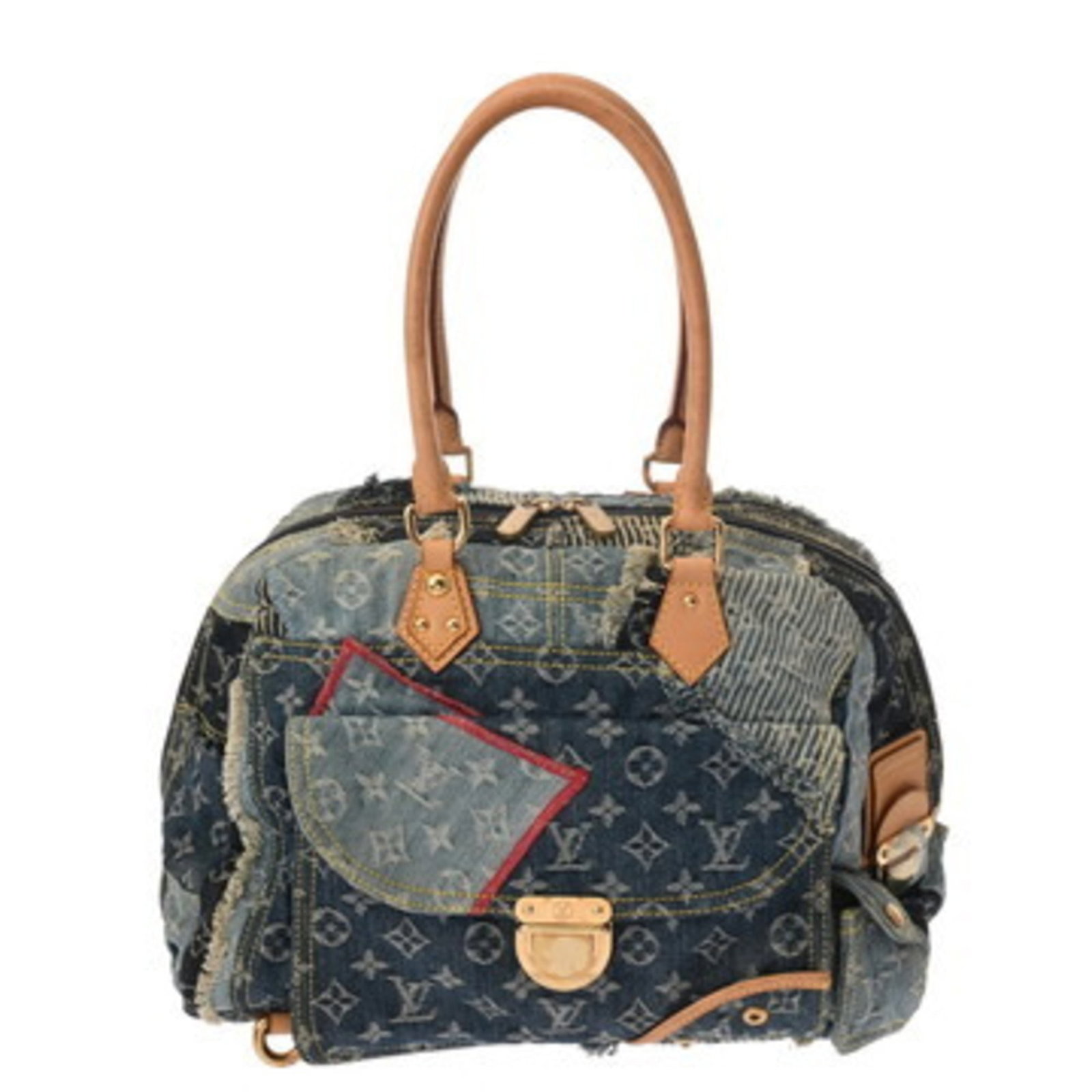 Louis Vuitton Handbag Monogram Denim: Louis Vuitton Handbag Monogram Denim Monogram Denim Louis Vuitton Handbag in Blue. This iconic handbag features the classic monogram pattern and durable denim material, with a zipper closure for easy