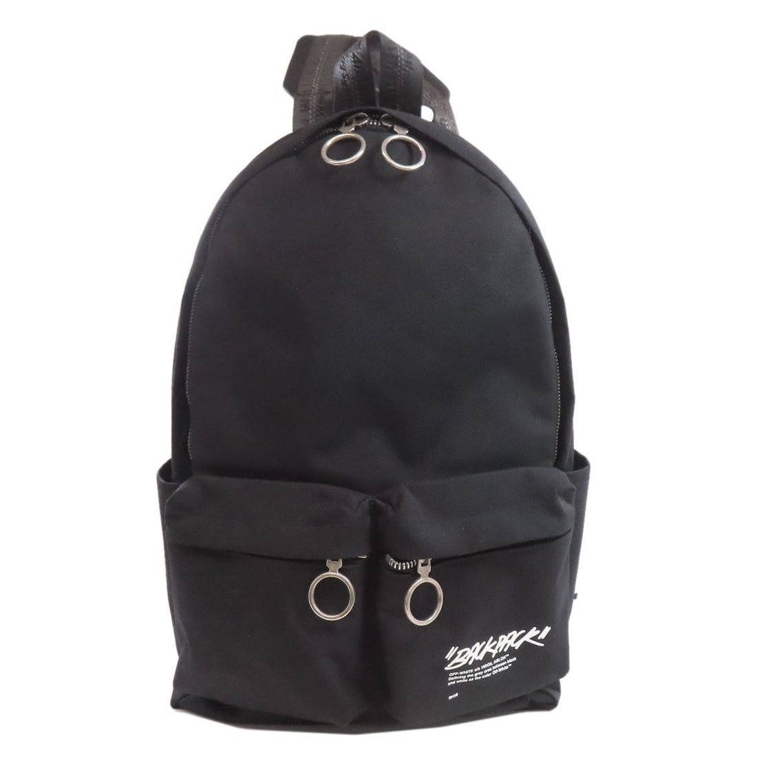 Off White Bag Daypack Select: Off White Bag Daypack Select Canvas backpack with black exterior. The SELECT Bag Daypack A* features a classic design and durable construction. This daypack is made from canvas material. Item