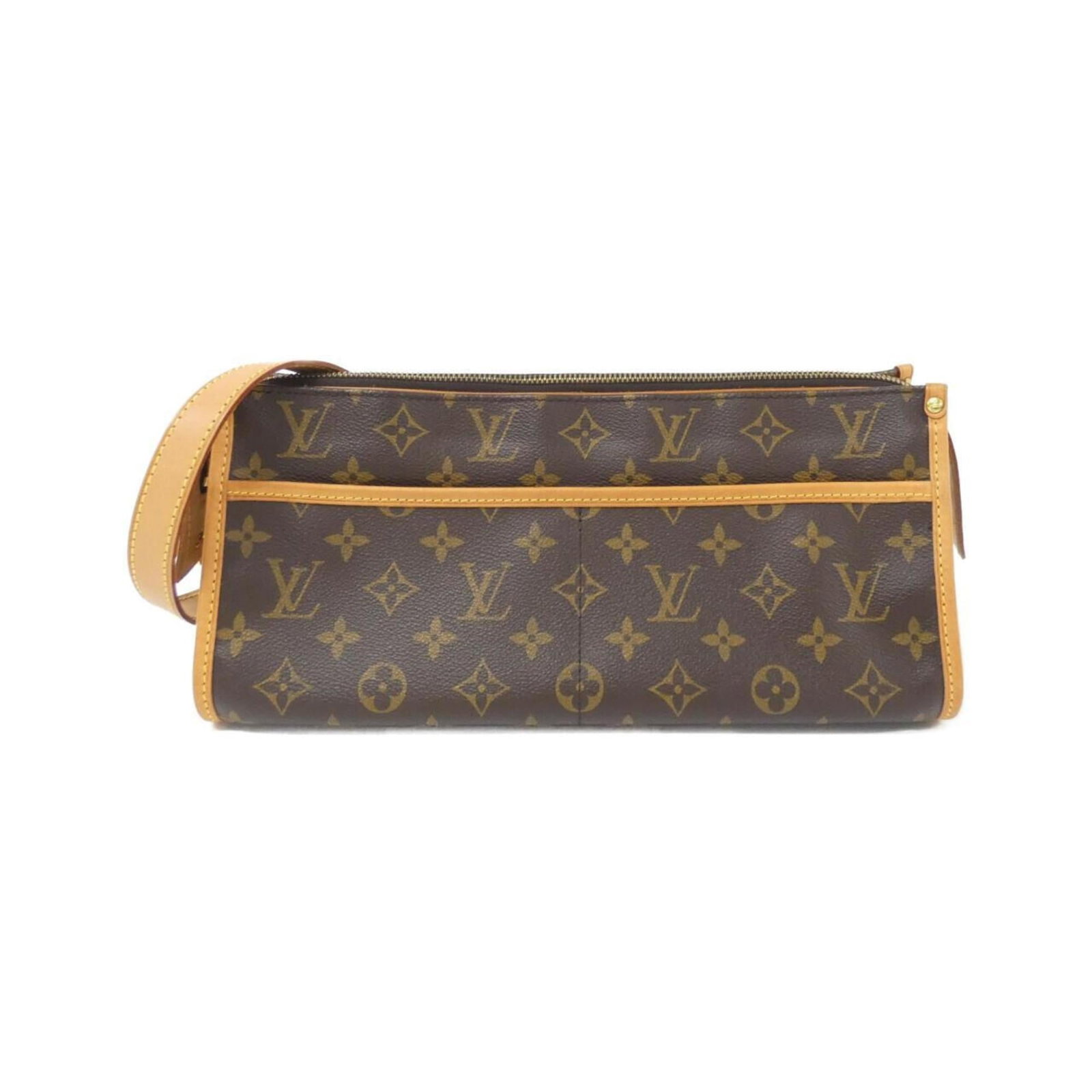 Louis Vuitton Shoulder Bag Coated Canvas: Louis Vuitton Shoulder Bag Coated Canvas The Louis Vuitton Shoulder Bag Coated Canvas boasts a timeless design with its classic gold hardware and understated marron color. Made from high-quality coate