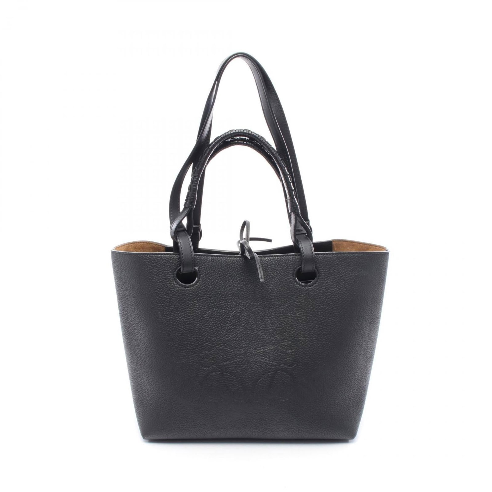Loewe Tote Bag Leather: Loewe Tote Bag Leather Used Loewe Tote Bag in black leather with a few traces of usage and some scratches/dirt. The bag measures 24cm x 28cm x 14cm and has been well-cared for despite minor signs of w
