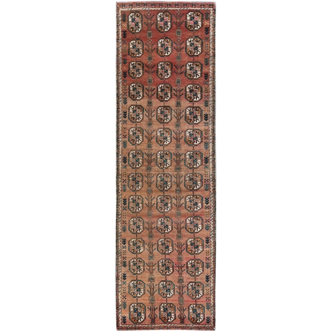 Brown Vintage Hand Knotted Wool Runner Rug 2'4 x 7'8: Brown Vintage Hand Knotted Wool Runner Rug 2'4 x 7'8 Brown Vintage Hand Knotted Wool Runner Rug boasts a rich, earthy tone and intricate geometric pattern, characteristic of Oriental design. Made