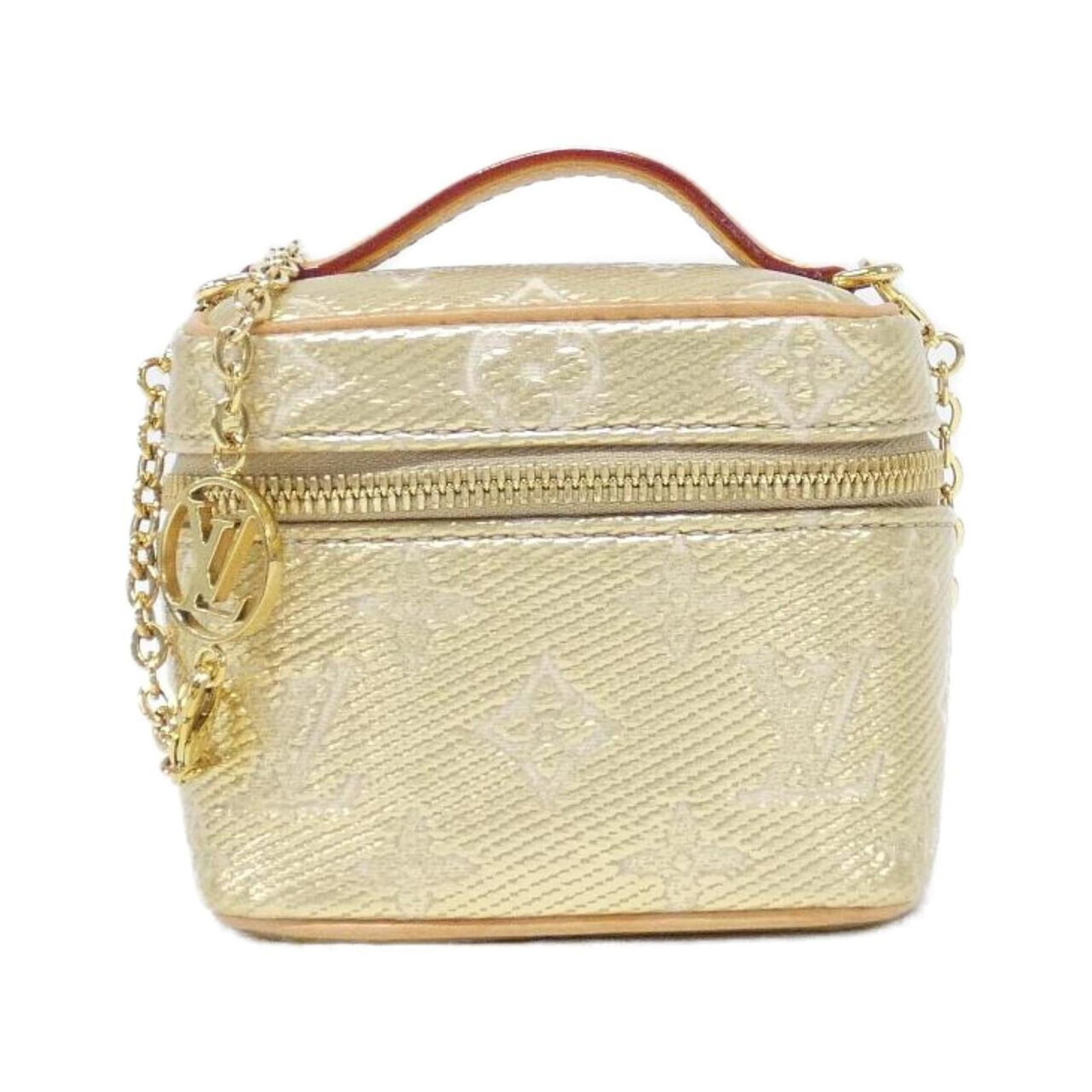 Louis Vuitton Shoulder Bag Cotton: Louis Vuitton Shoulder Bag Cotton This Louis Vuitton Shoulder Bag Cotton features a classic design with a natural beige and gold color combination. Made from cotton, its compact size (10cm x 11cm x