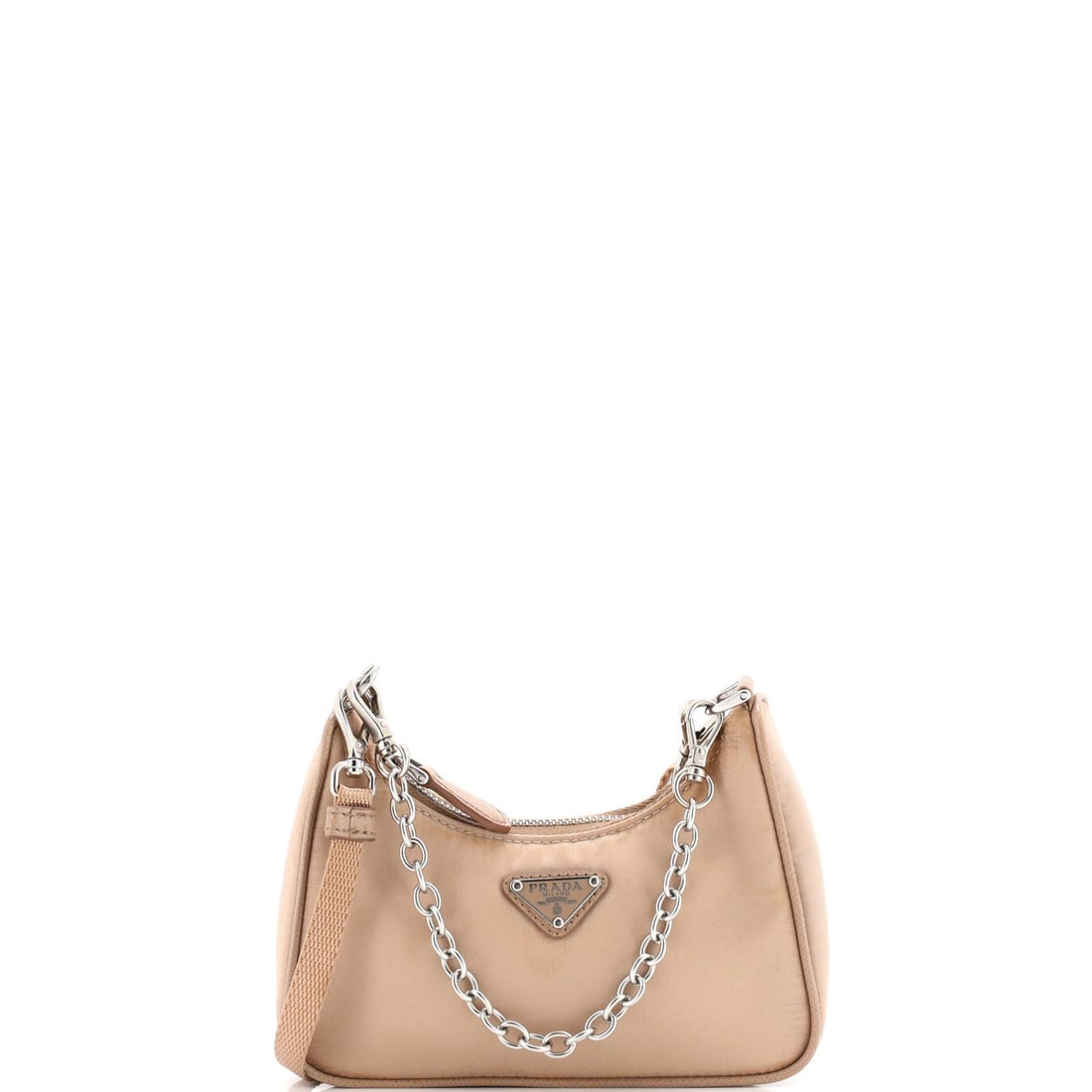 Shoulder bag made from tessuto mini: Shoulder bag made from tessuto mini The Prada Re-Edition Tessuto Mini shoulder bag features a neutral exterior made from nylon and boasts an extra strap for added convenience. With its compact size an