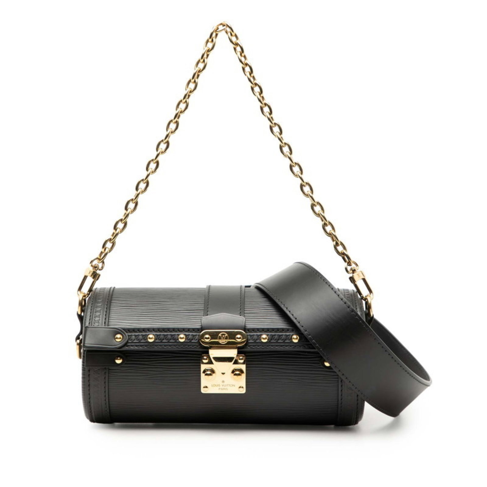 Louis Vuitton Handbag Shoulder Bag Leather: Louis Vuitton Handbag Shoulder Bag Leather The Louis Vuitton Handbag Shoulder Bag Leather in black features a classic design with a timeless aesthetic. With its rich leather material and subtle scratc