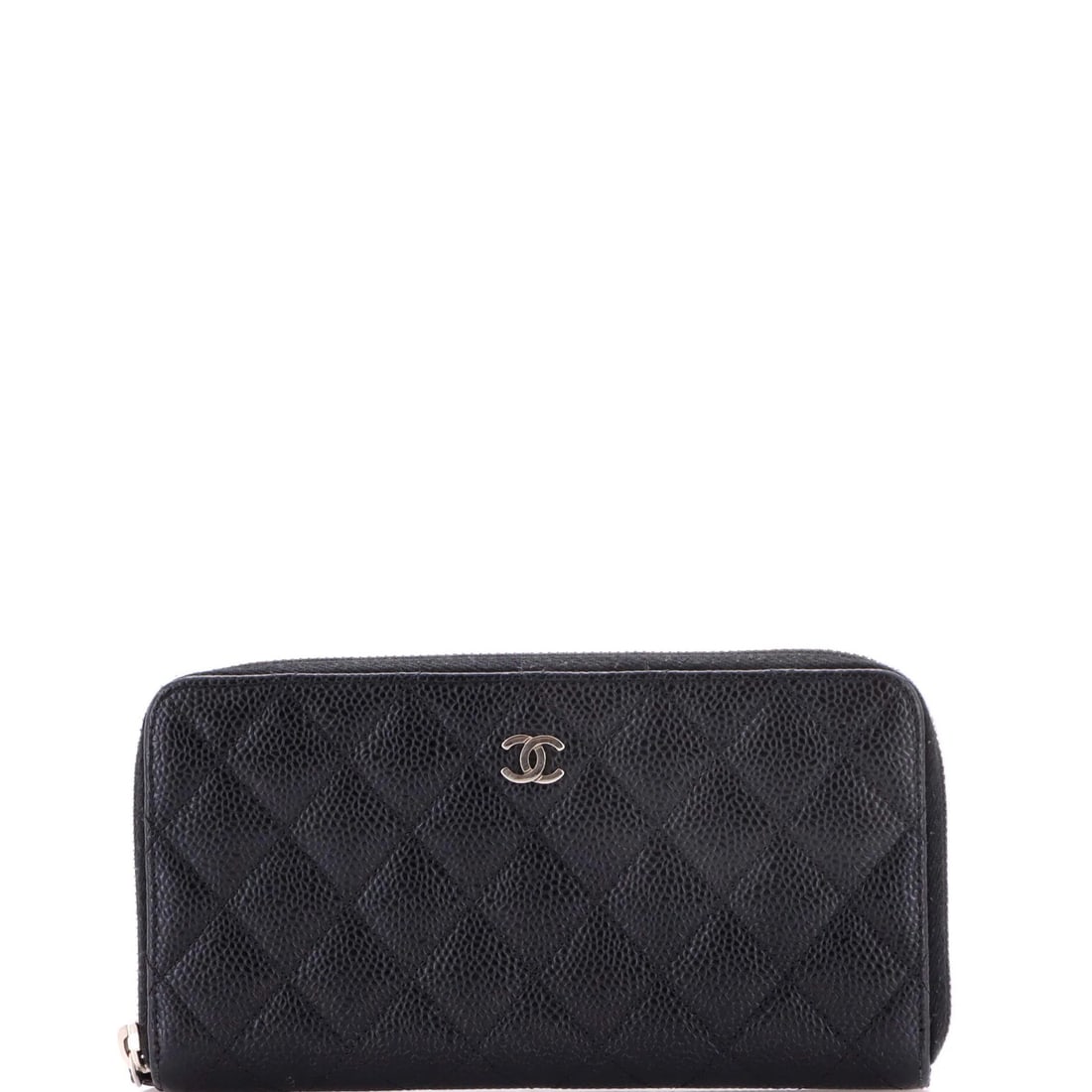 Zip around quilted caviar wallet Chanel long: Zip around quilted caviar wallet Chanel long The quilted caviar design adds an edgy touch to this long Chanel wallet. Made from high-quality leather and featuring silver hardware, its classic style