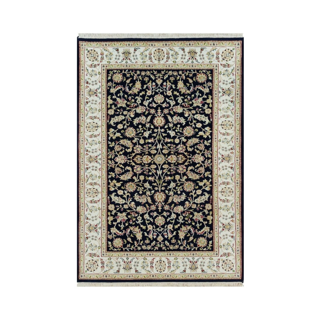 Strict Ombre Blue 4 10 X 7 2 Knotted Hand Pure Wool Rug Nain Design KPSI 250: Strict Ombre Blue 4 10 X 7 2 Knotted Hand Pure Wool Rug Nain Design KPSI 250 This stunning Strict Ombre Blue hand-knotted wool rug features a beautiful Nain design in a rich blue field with an ombre