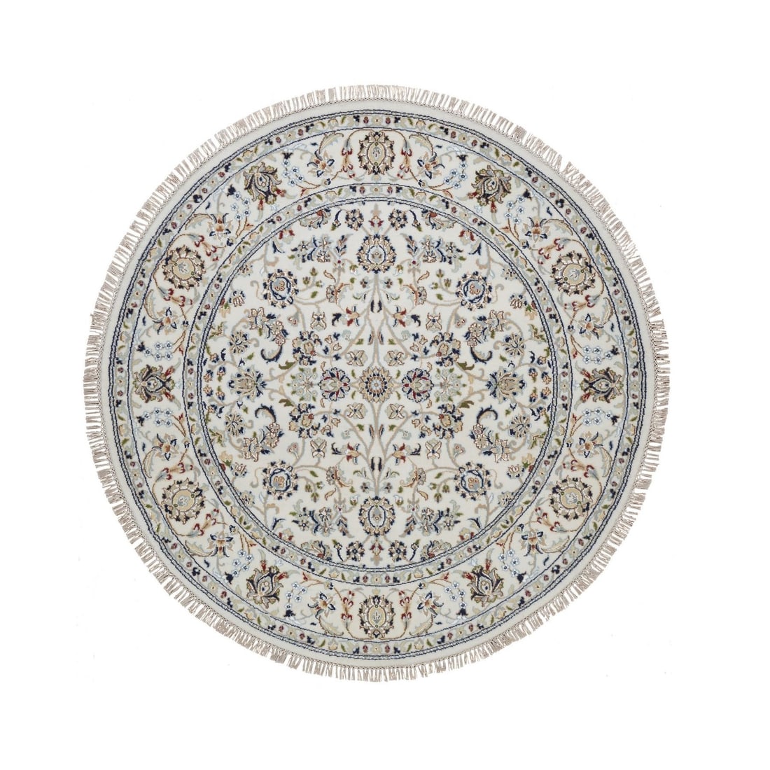 STRICT RULES Ivory KPSI Nain Flower Design Wool Silk Hand Knotted Rug: STRICT RULES Ivory KPSI Nain Flower Design Wool Silk Hand Knotted Rug The STRICT RULES Ivory KPSI Nain Flower Design Wool Silk Hand Knotted Rug boasts an exquisite all-over regional design in ivory, s