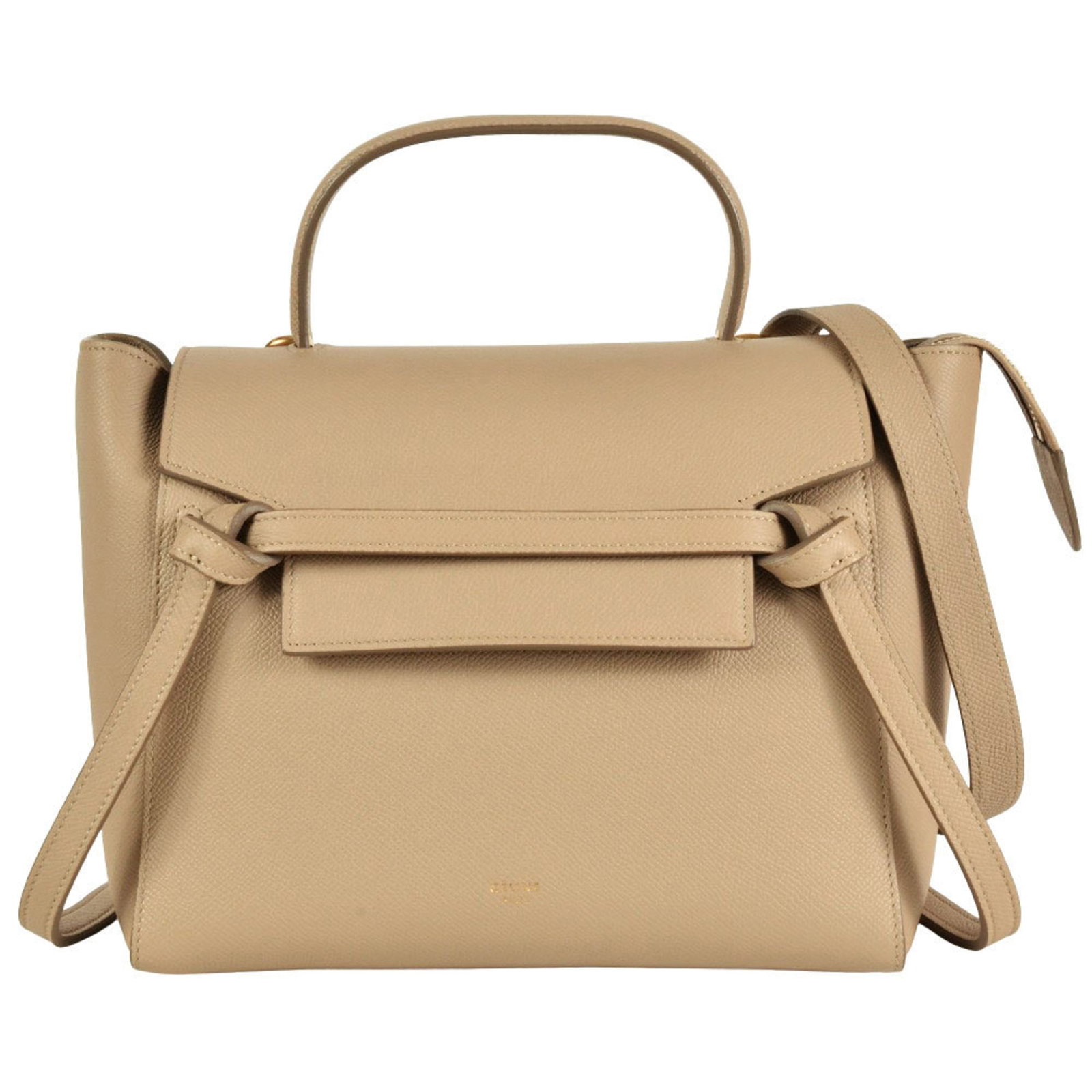 Celine Handbag Leather: Celine Handbag Leather This beautiful beige Celine handbag features high-quality leather and gold hardware, adding a touch of elegance to any outfit. With its adjustable strap and open inner pocket, t