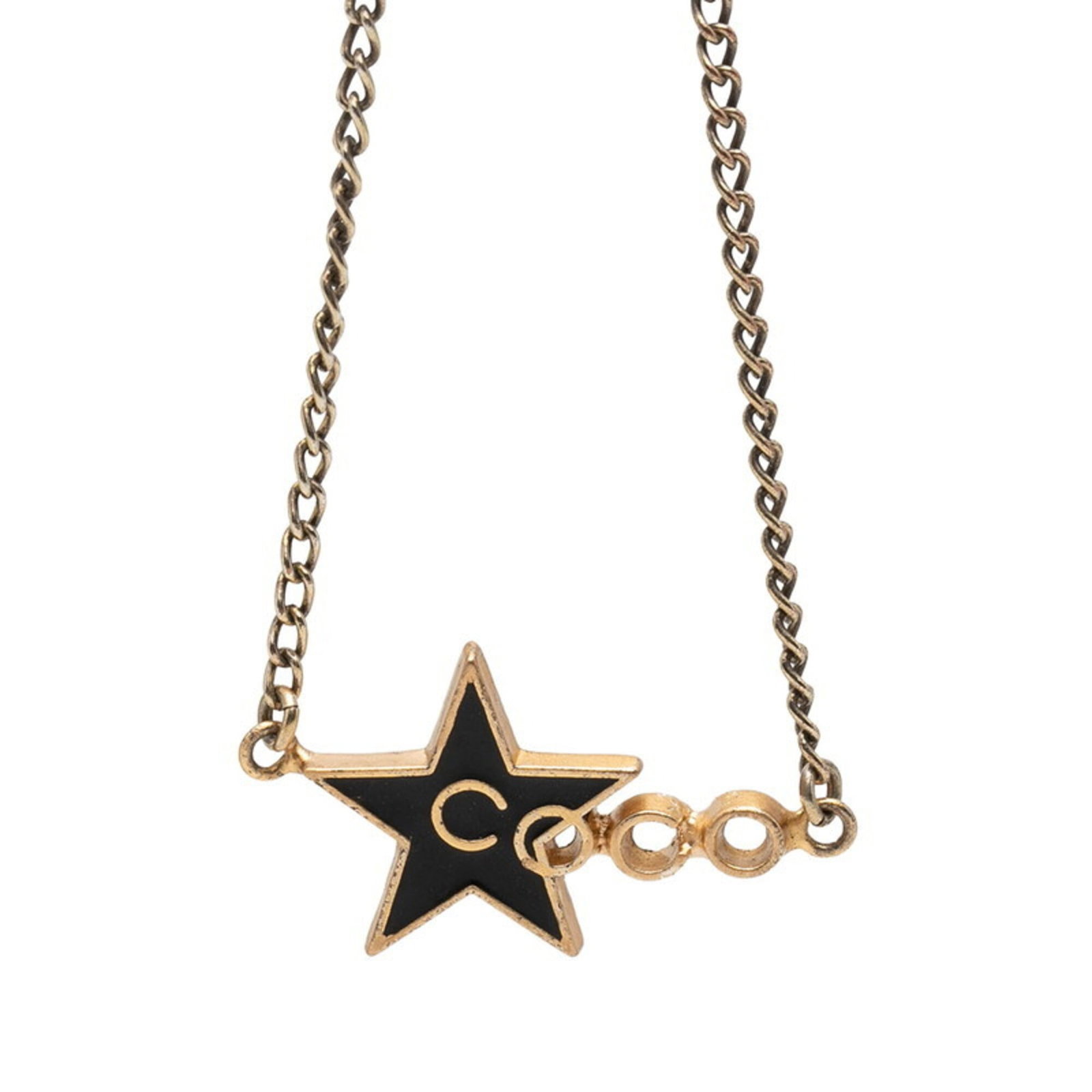 Chanel Coco Star Motif Necklace Gold And Black Plated Women'S.: Chanel Coco Star Motif Necklace Gold And Black Plated Women'S. Chanel's iconic Coco Star Motif Necklace shines in gold and black plated perfection. With its distinctive design and elegant 41cm chain, 