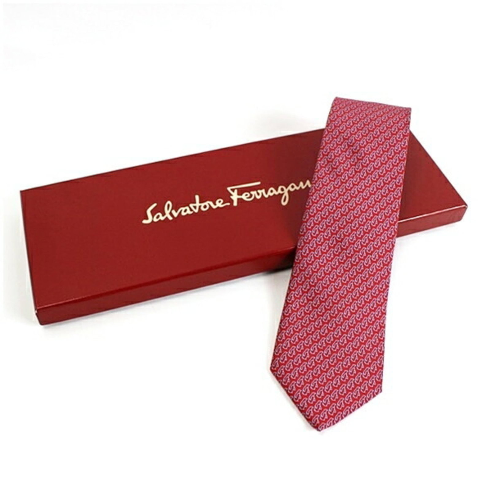 Salvatore Ferragamo Cravat Silk: Salvatore Ferragamo Cravat Silk Light blue and red silk cravat with a subtle sheen, this Salvatore Ferragamo accessory boasts elegant colors and a classic design. Made from high-quality silk, its 8cm